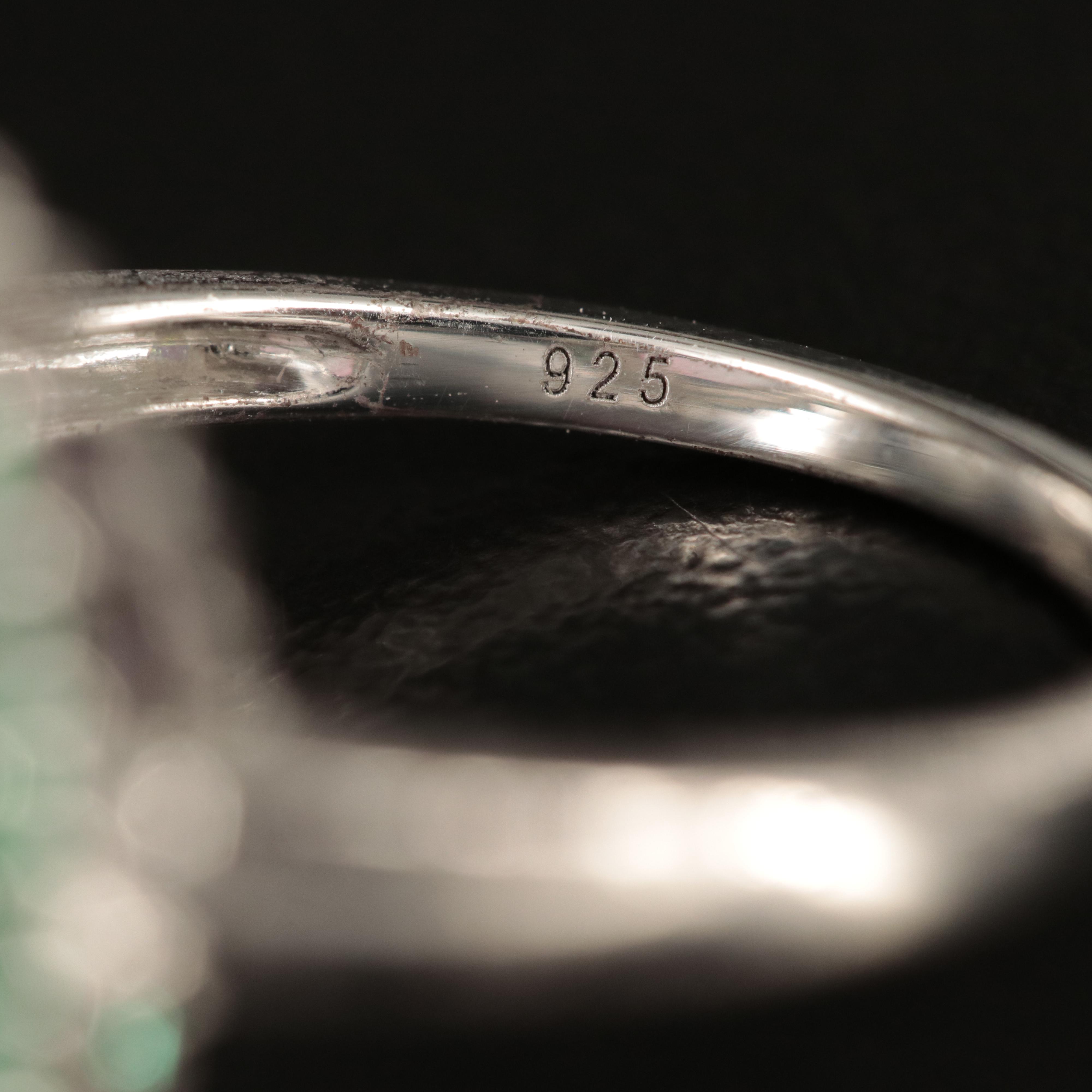 Sterling Opal, Emerald, and White Sapphire Ring