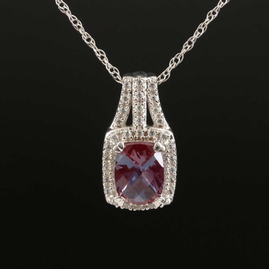 Sterling Silver Ruby and Sapphire Necklace