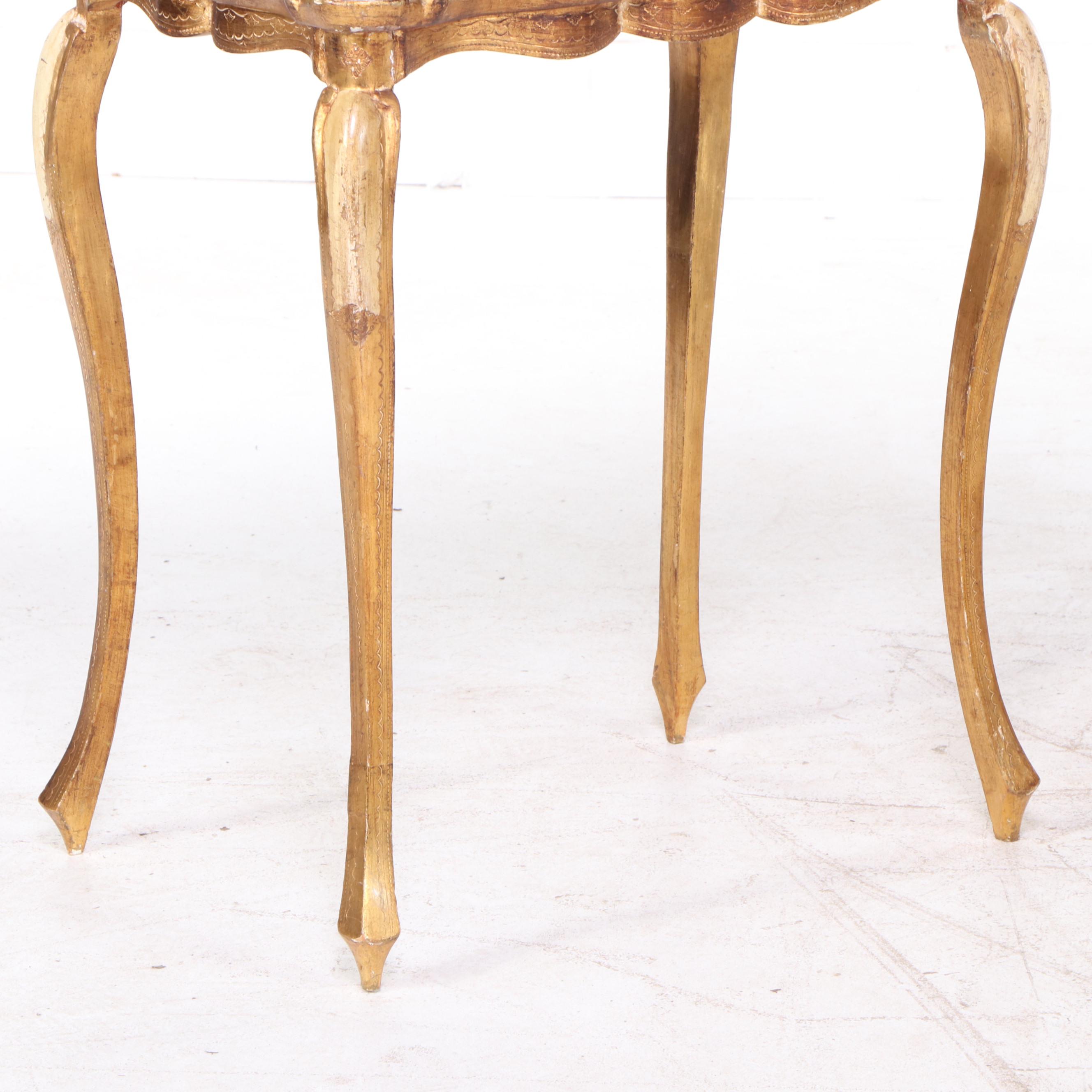 Three Florentine Giltwood and Cream-Painted Graduated Side Tables