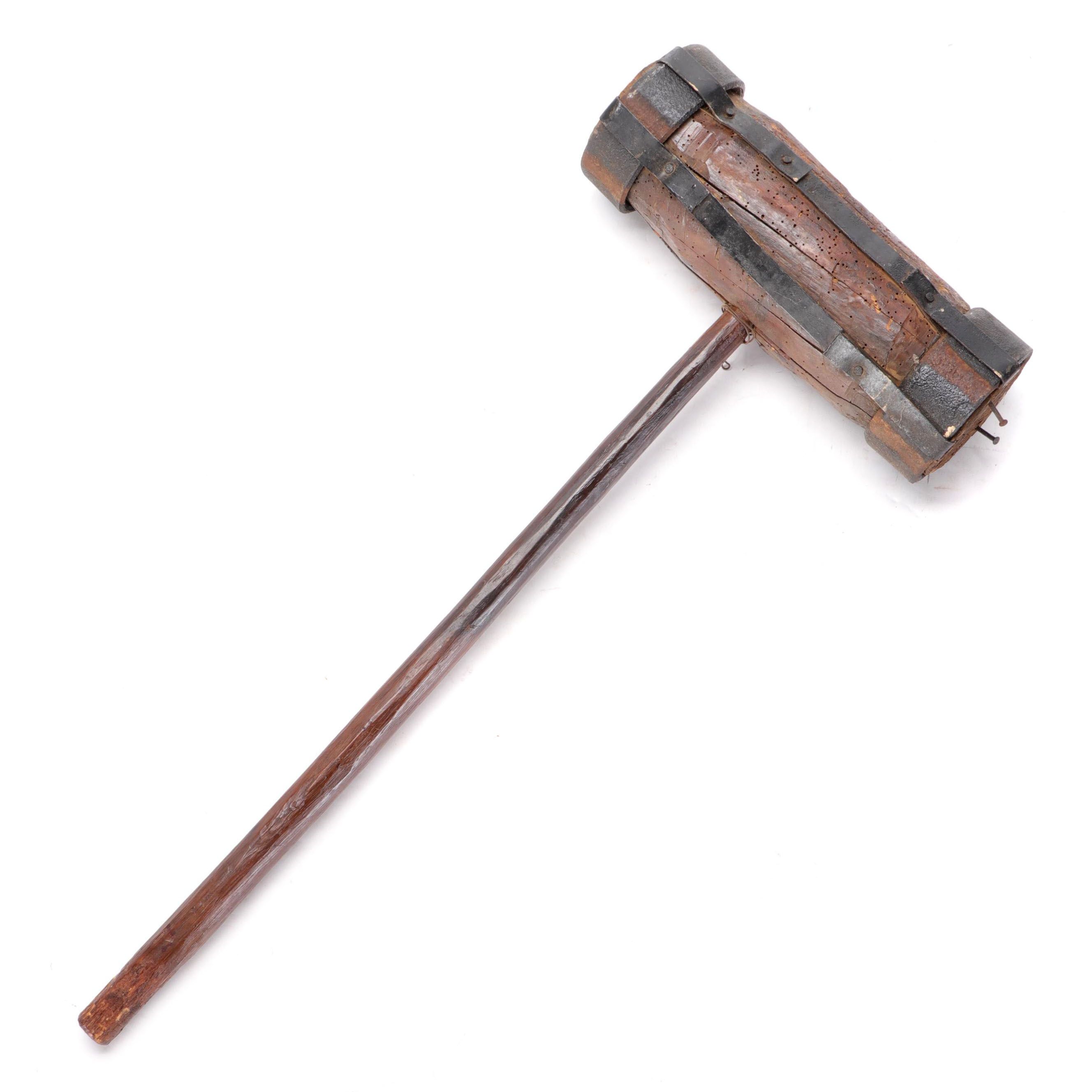 Large Wooden Mallet, Antique
