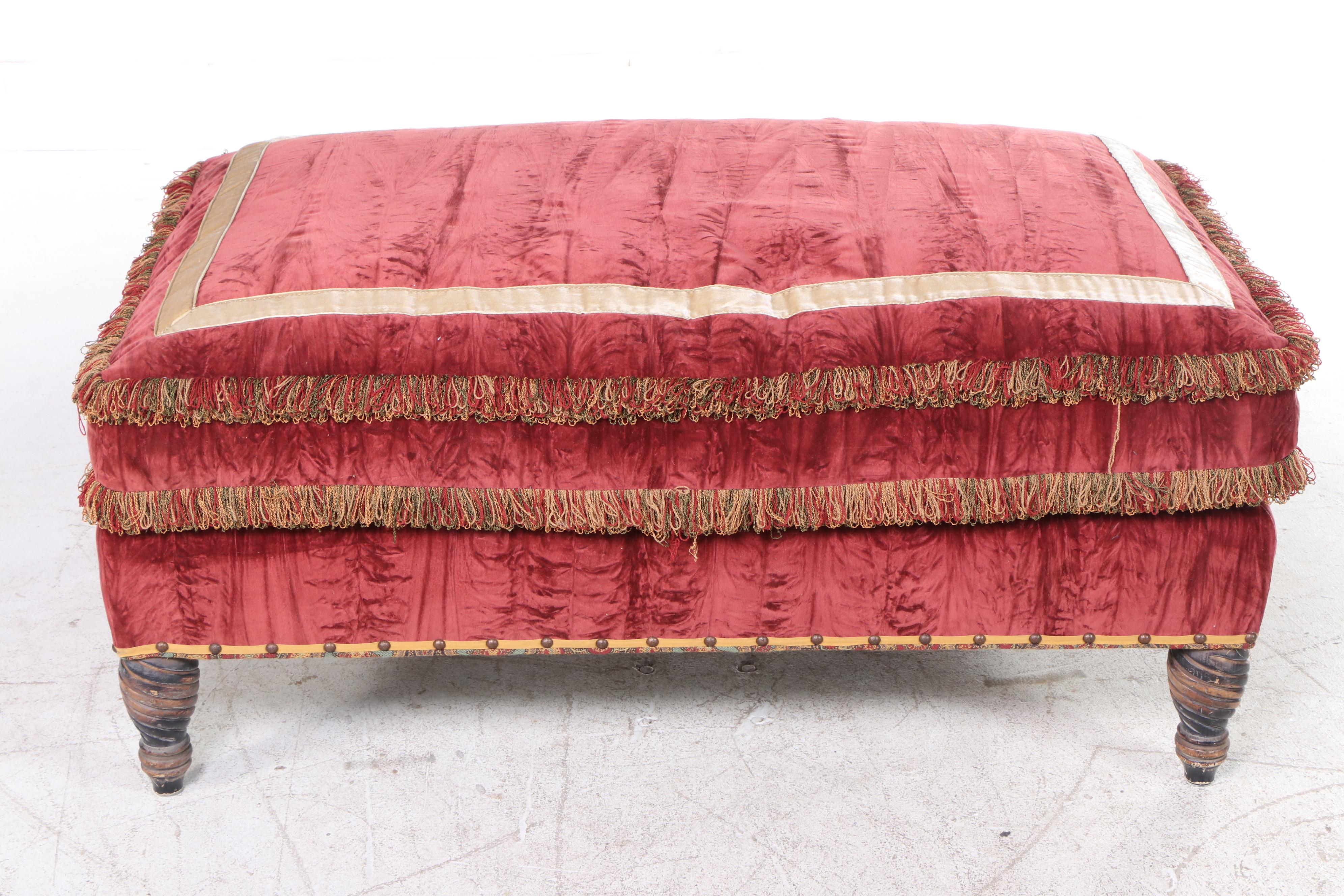 Custom-Upholstered Cocktail Ottoman