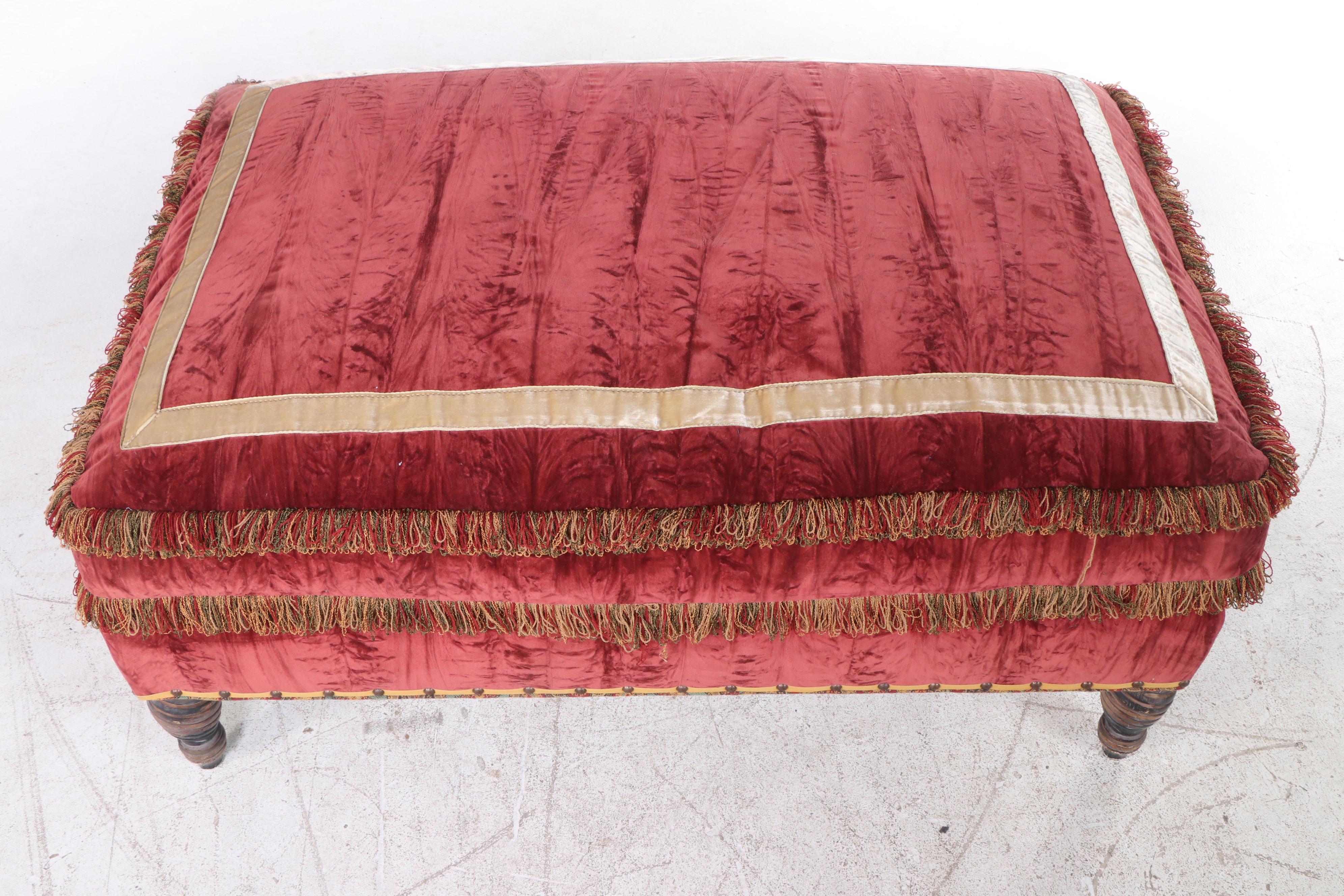 Custom-Upholstered Cocktail Ottoman