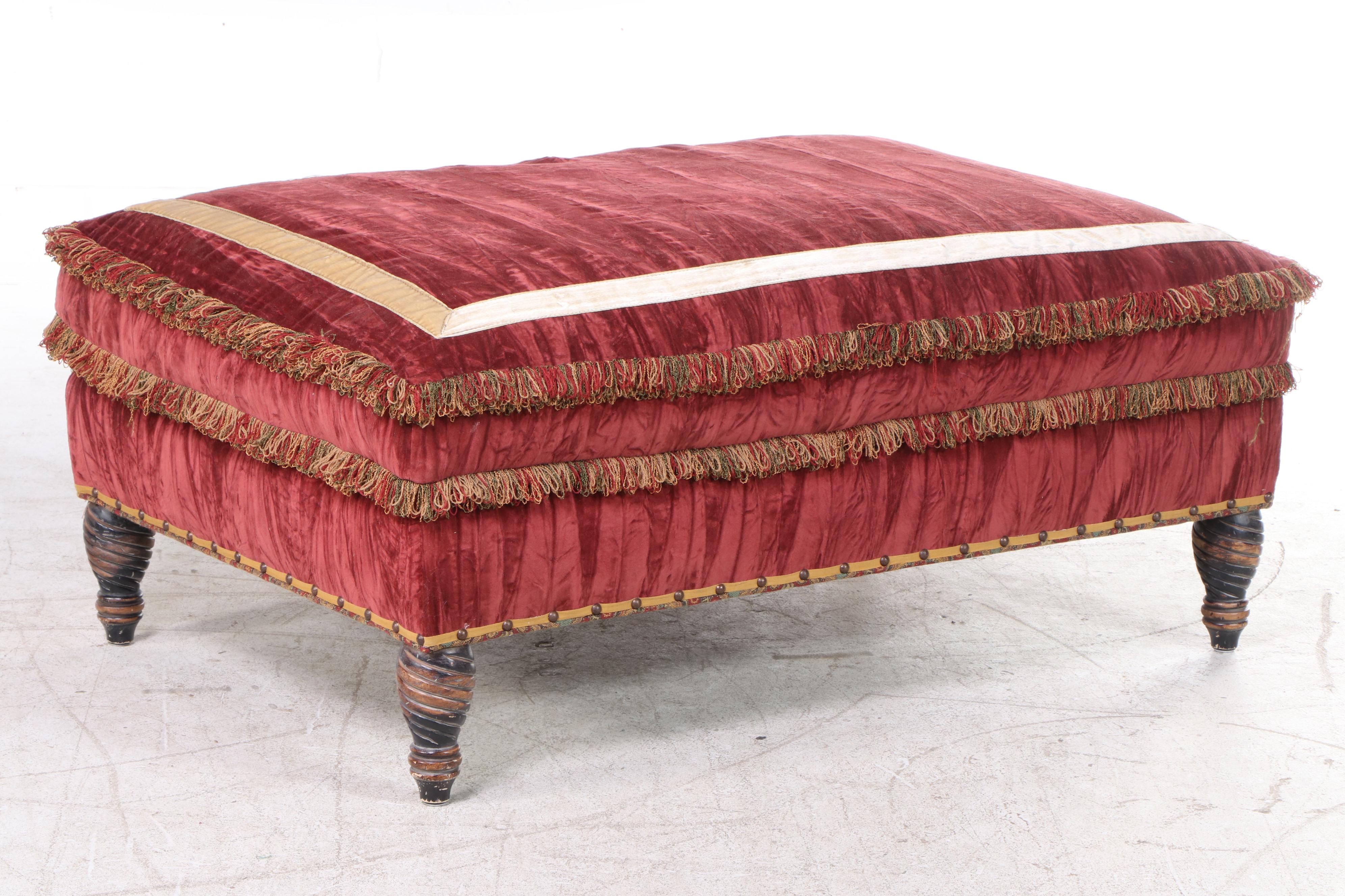Custom-Upholstered Cocktail Ottoman