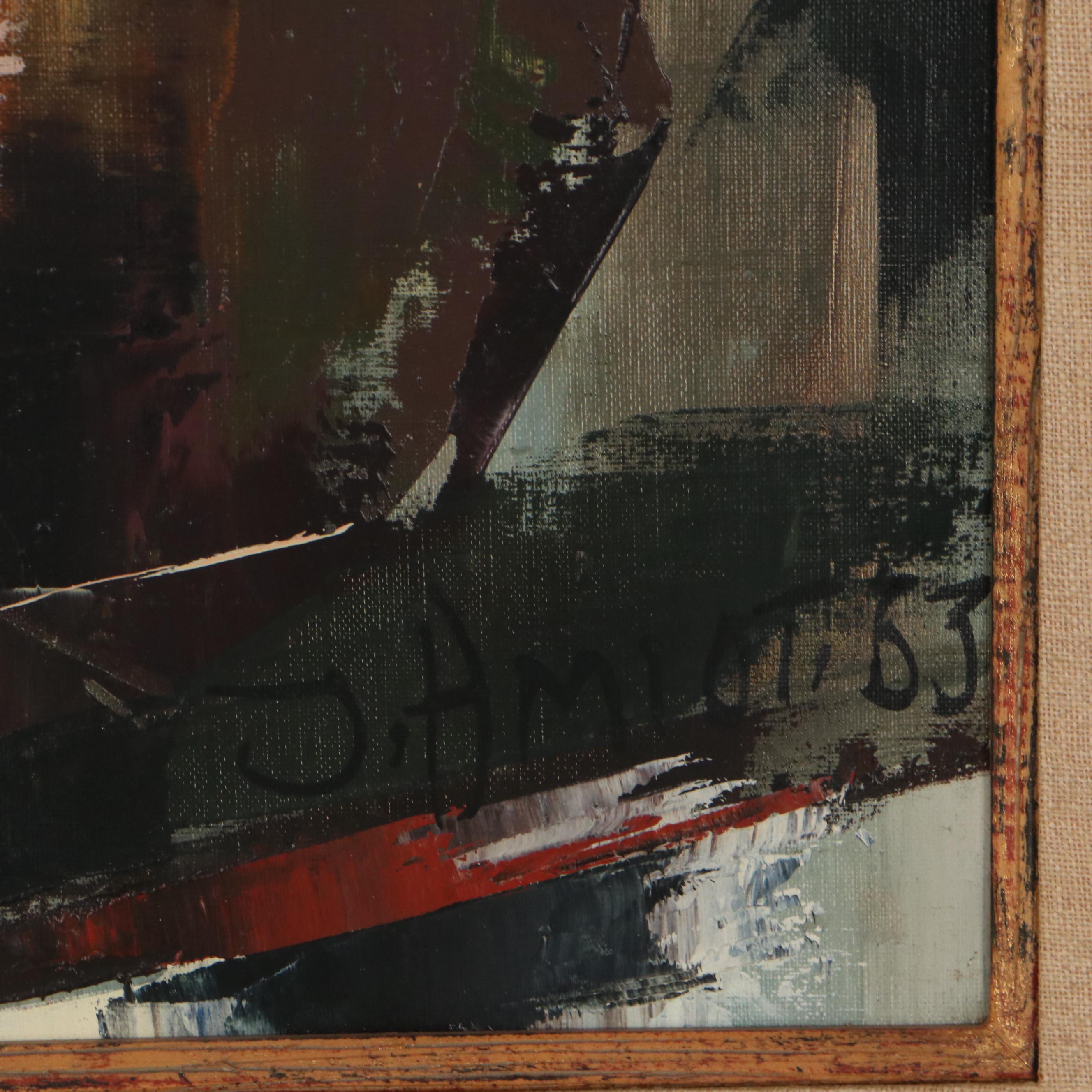 Jean Amiot Still Life Oil Painting, 1963