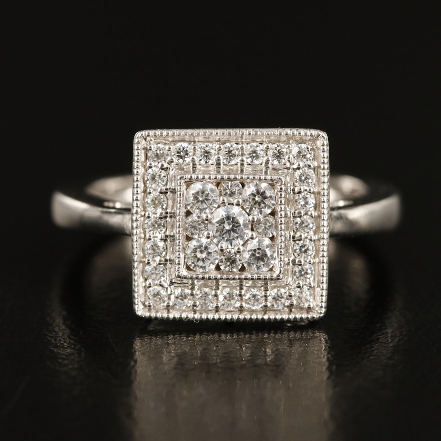 Sterling Cubic Zirconia Square Ring