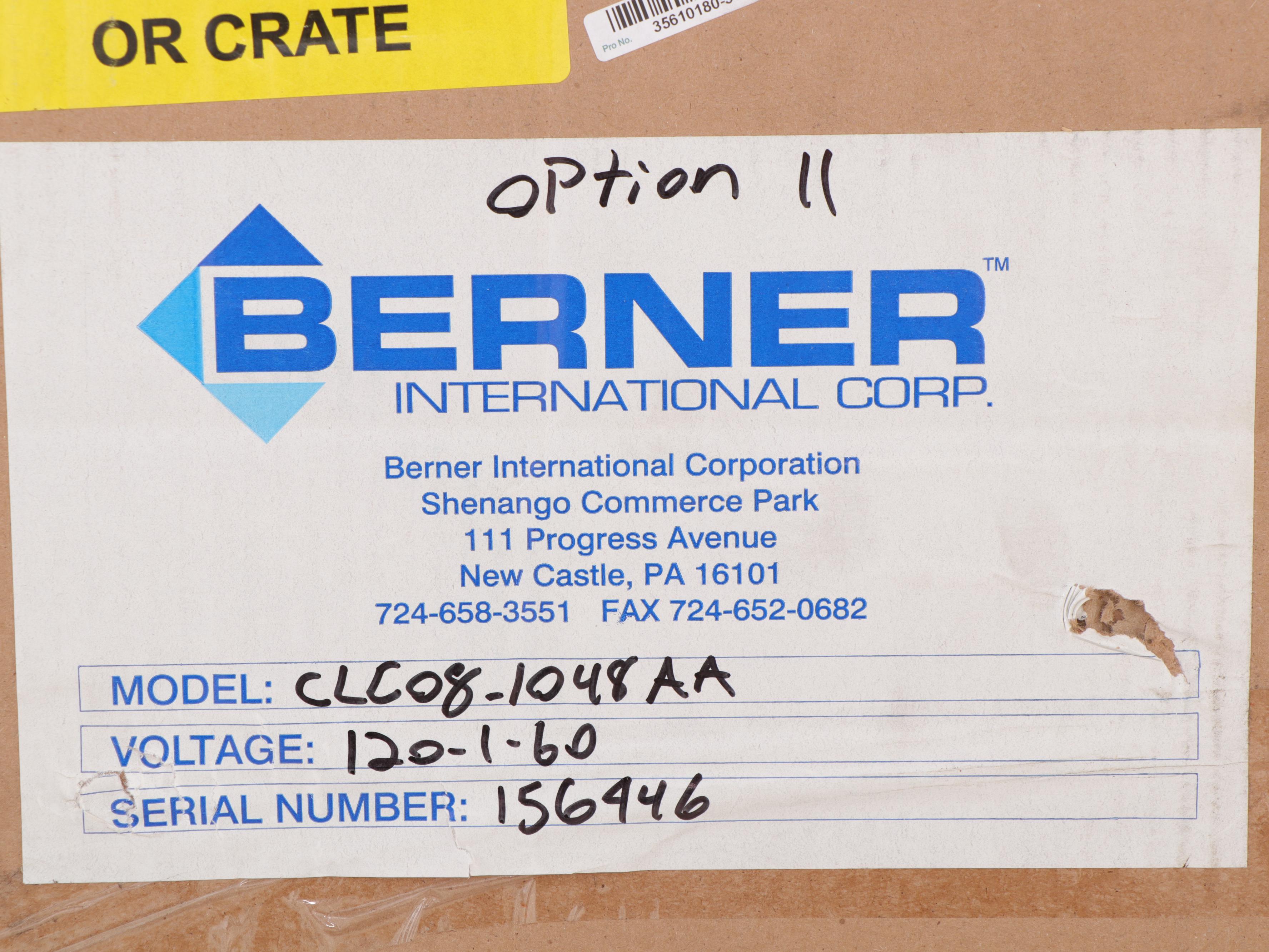 Berner International Industrial Series 8 Unheated Low Profile Air Curtain