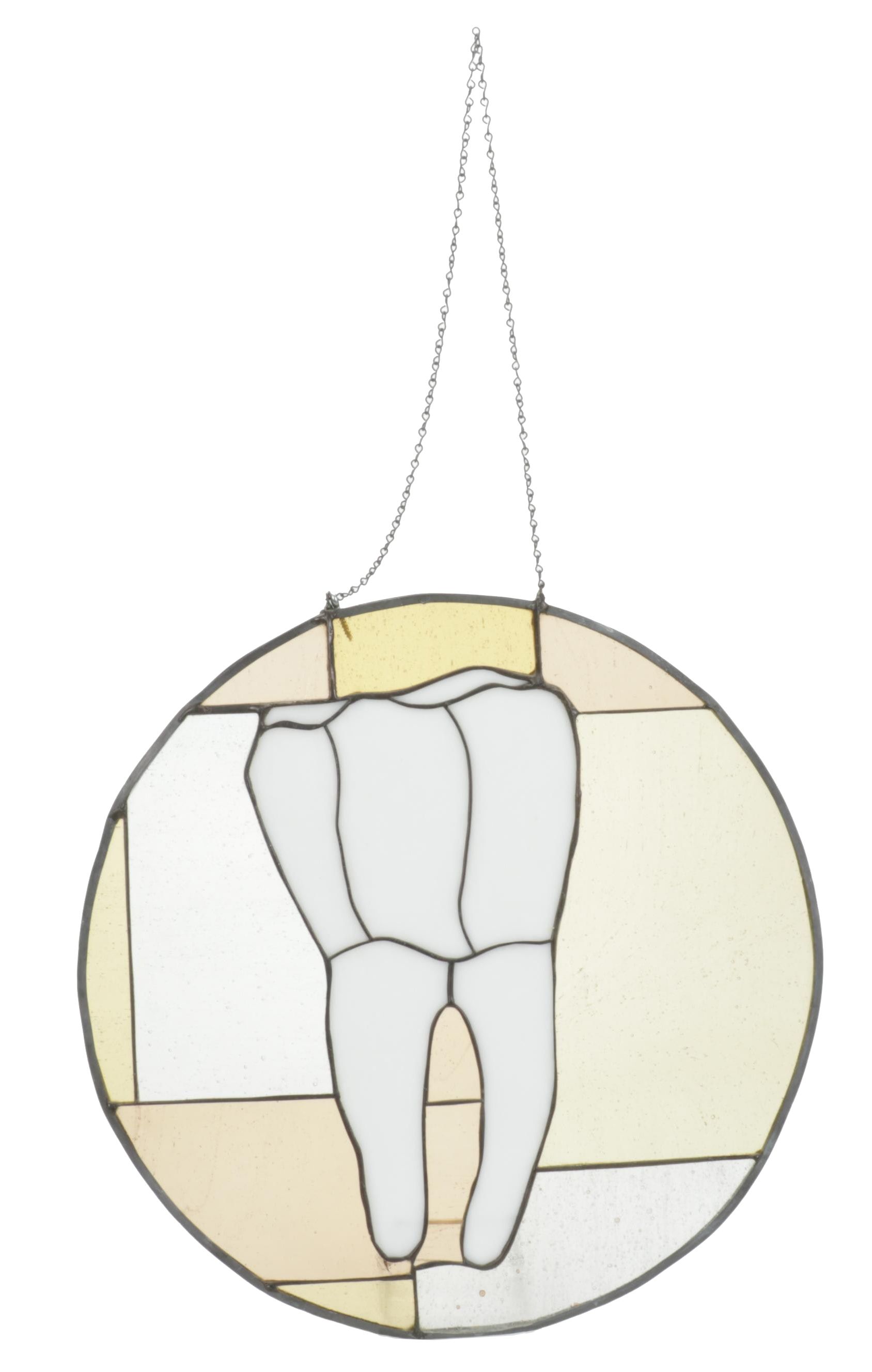 Stained Glass Tooth Round Hanging Panel