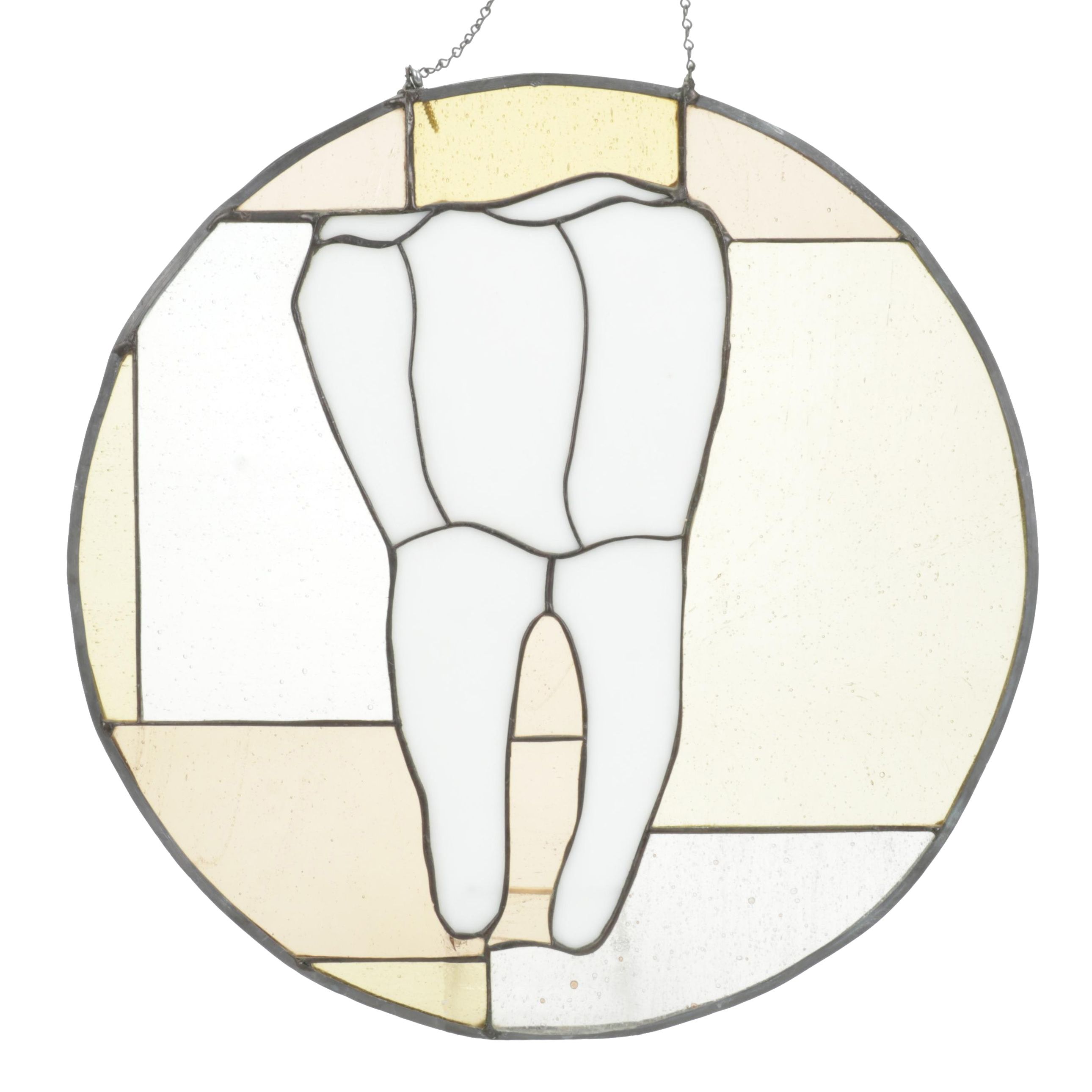 Stained Glass Tooth Round Hanging Panel