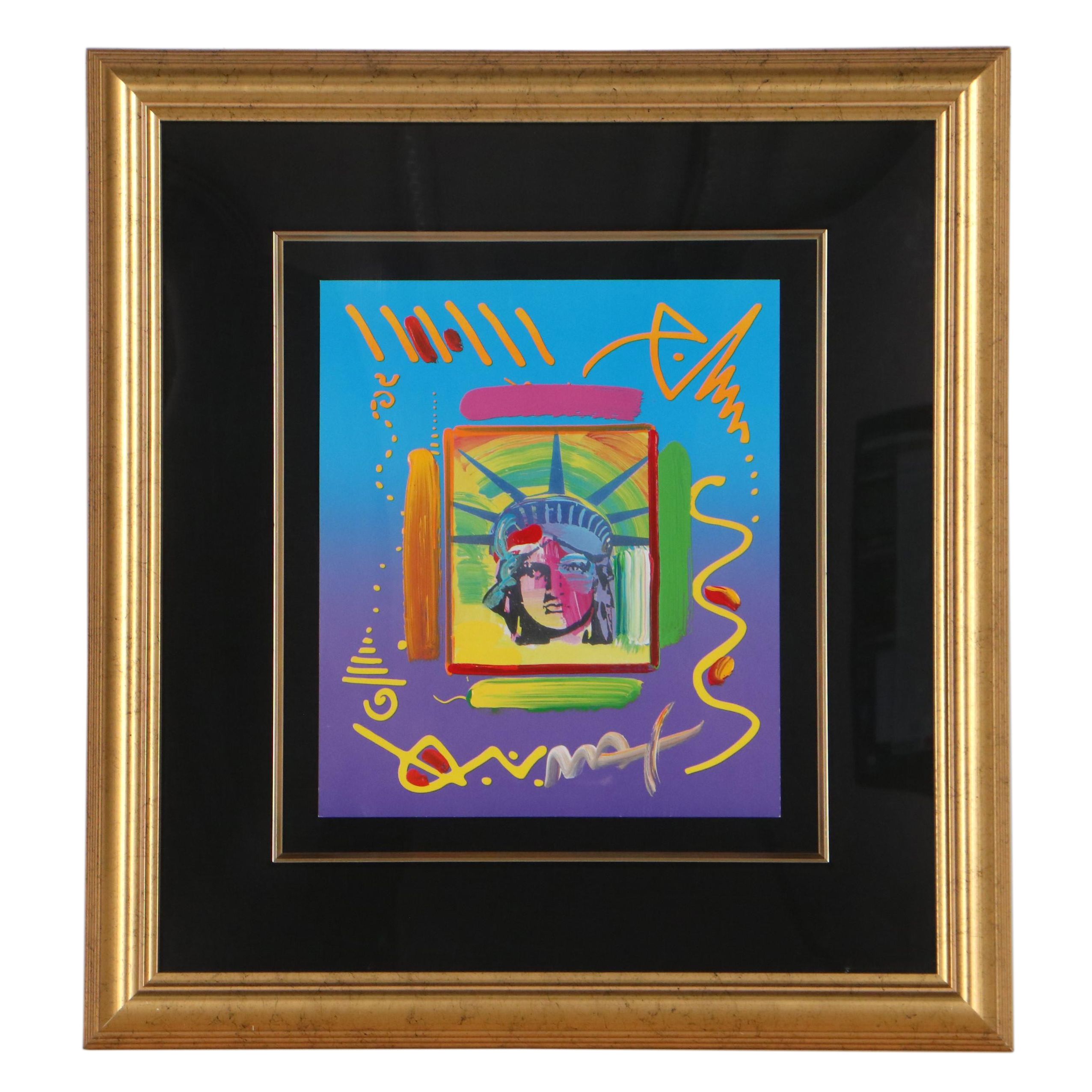 Peter Max Embellished Giclée of "Liberty Head Collage II"