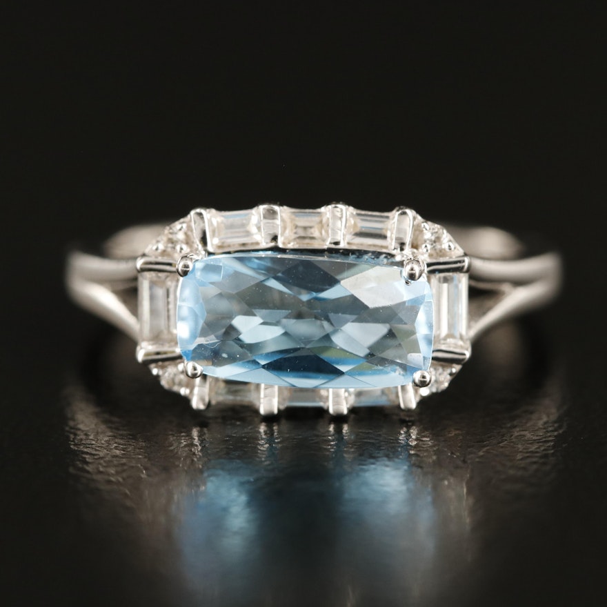 Sterling Sky Topaz and White Sapphire Ring