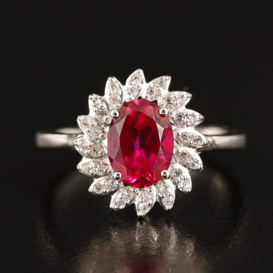 Sterling Ruby and Diamond Ring