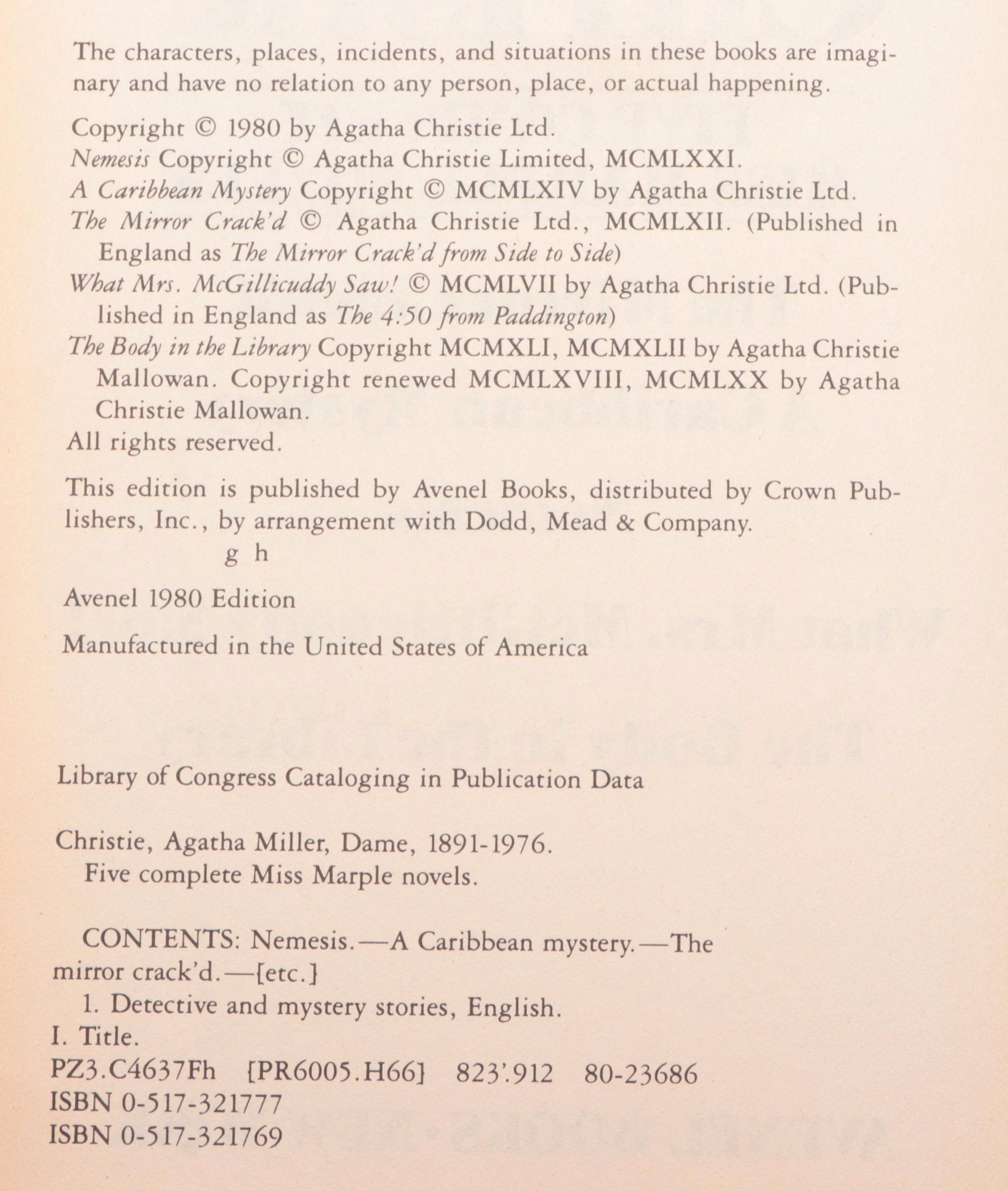 "Five Complete Miss Marple Novels" by Agatha Christie and More Mystery Books