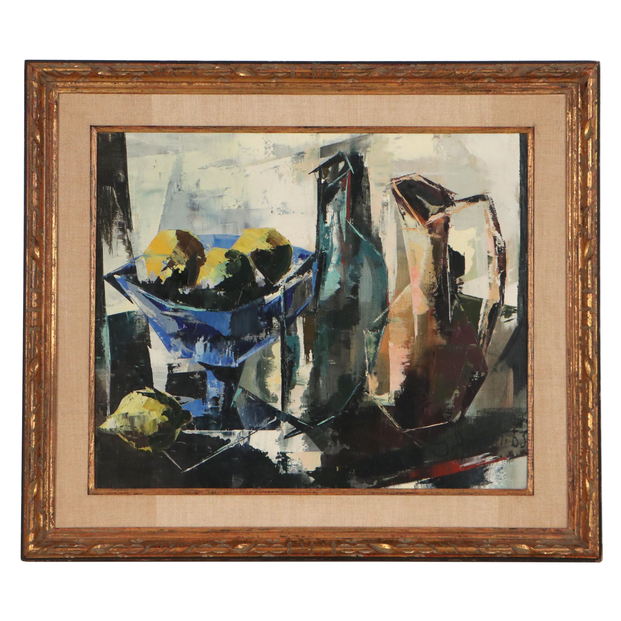 Jean Amiot Still Life Oil Painting, 1963