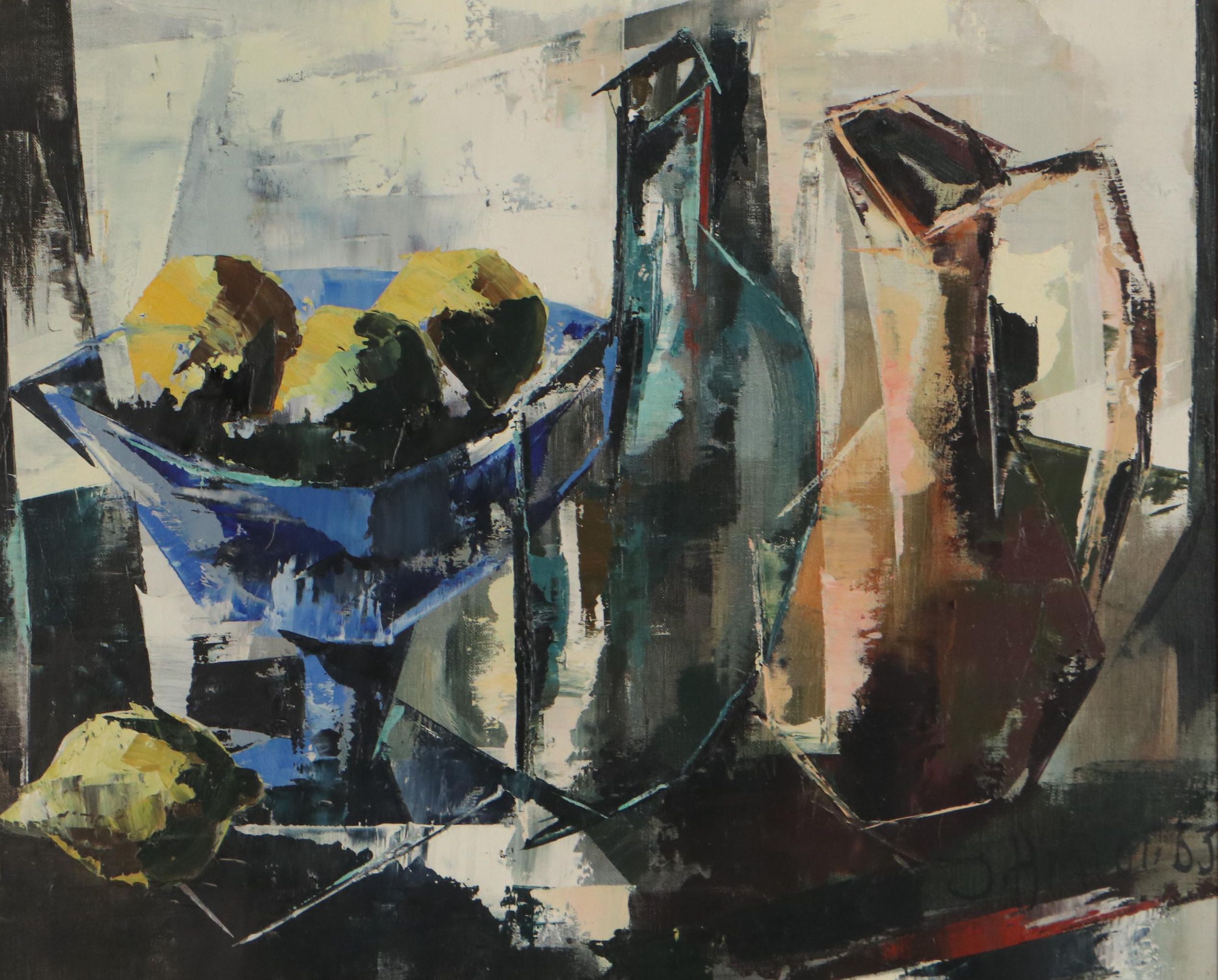 Jean Amiot Still Life Oil Painting, 1963