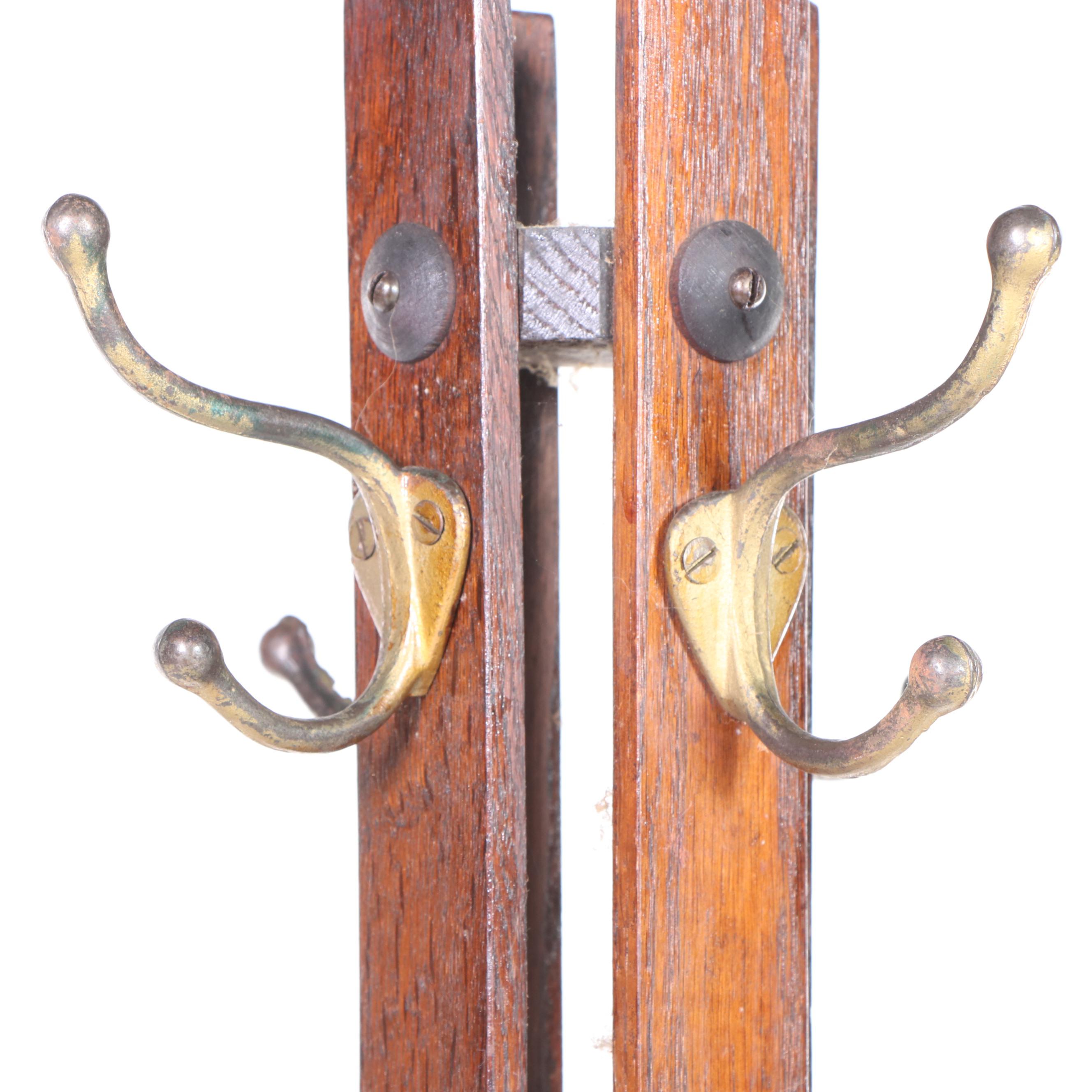 Arts and Crafts Slatted Oak Hall Tree, Early 20th Century