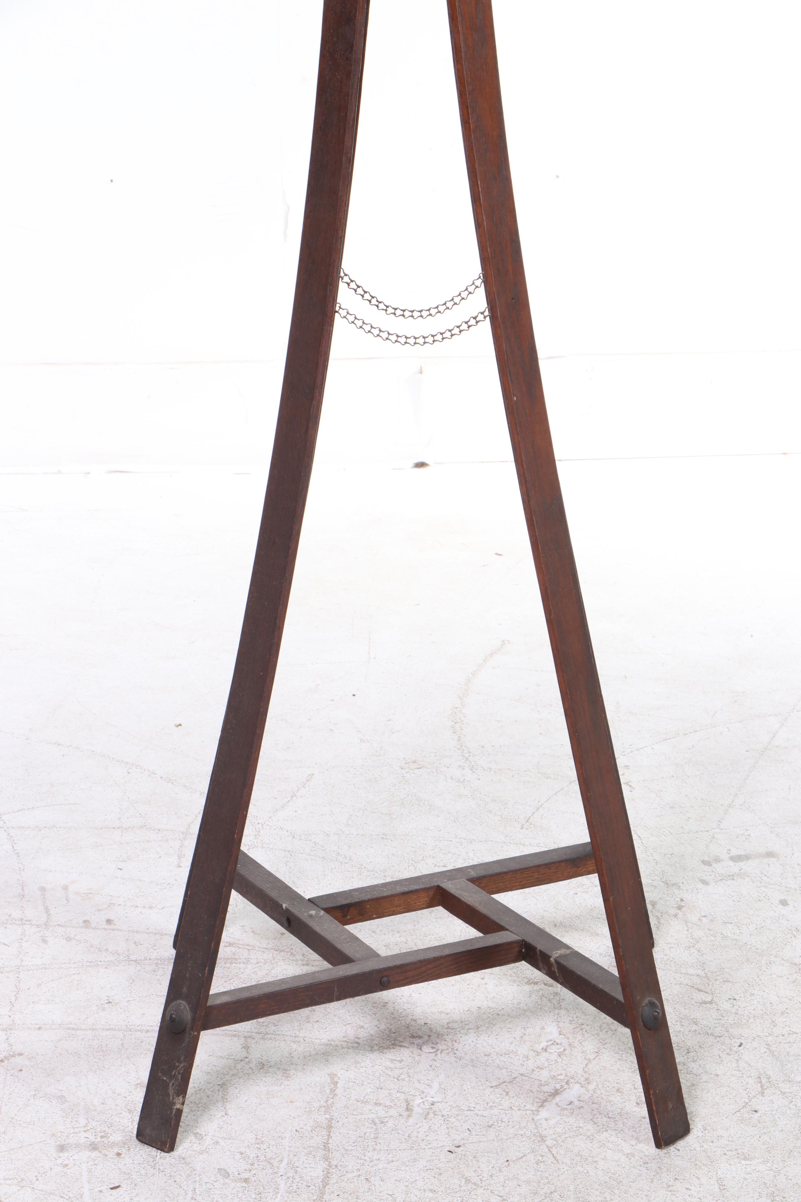 Arts and Crafts Slatted Oak Hall Tree, Early 20th Century