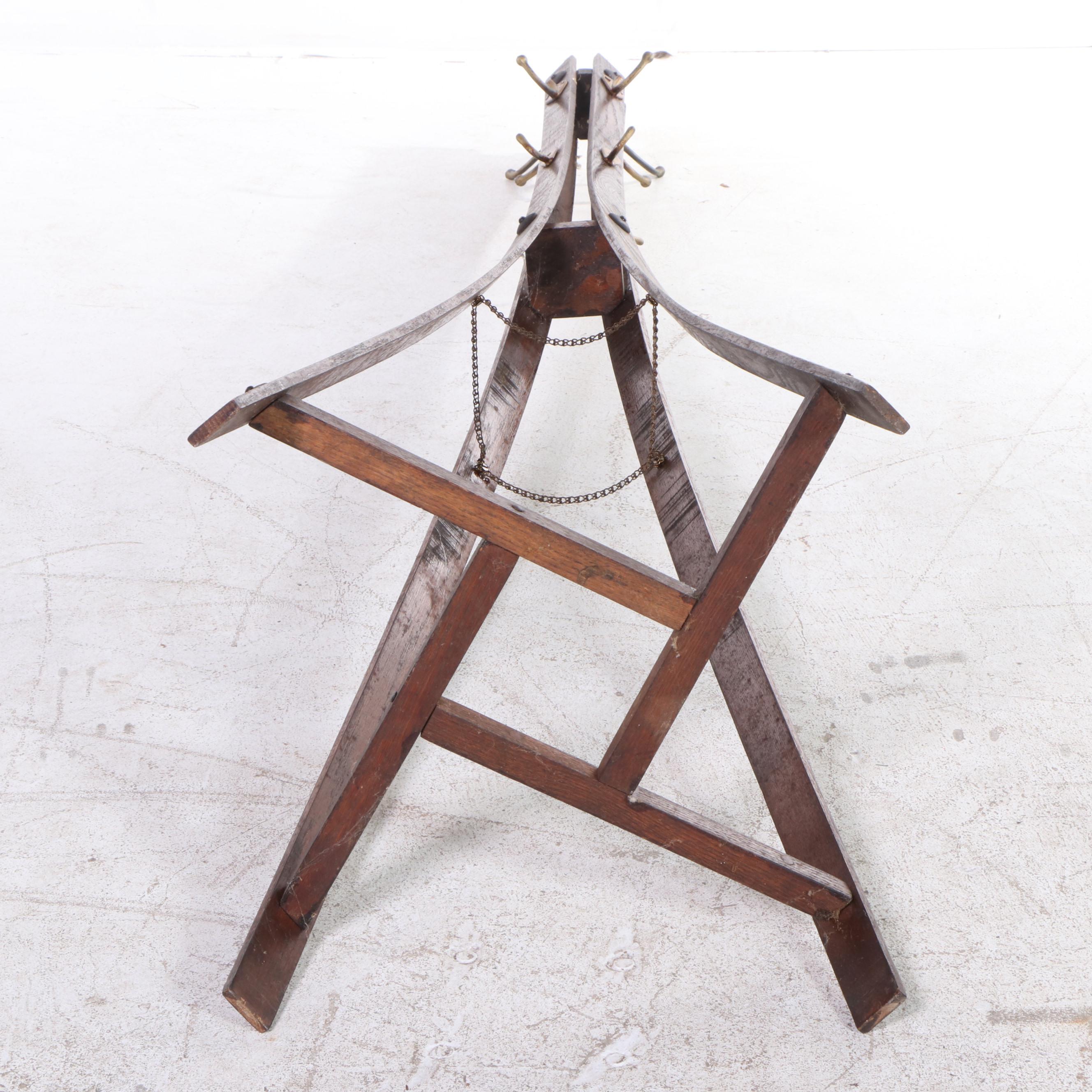 Arts and Crafts Slatted Oak Hall Tree, Early 20th Century