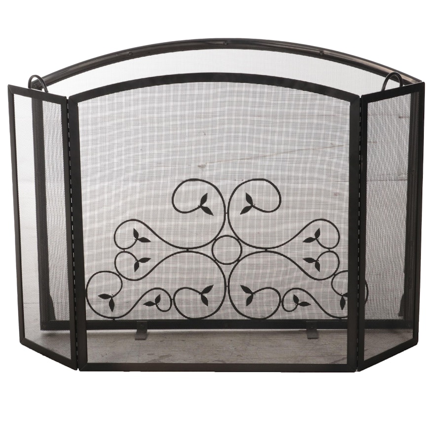 Two Iron and Wire Mesh Fire Screens