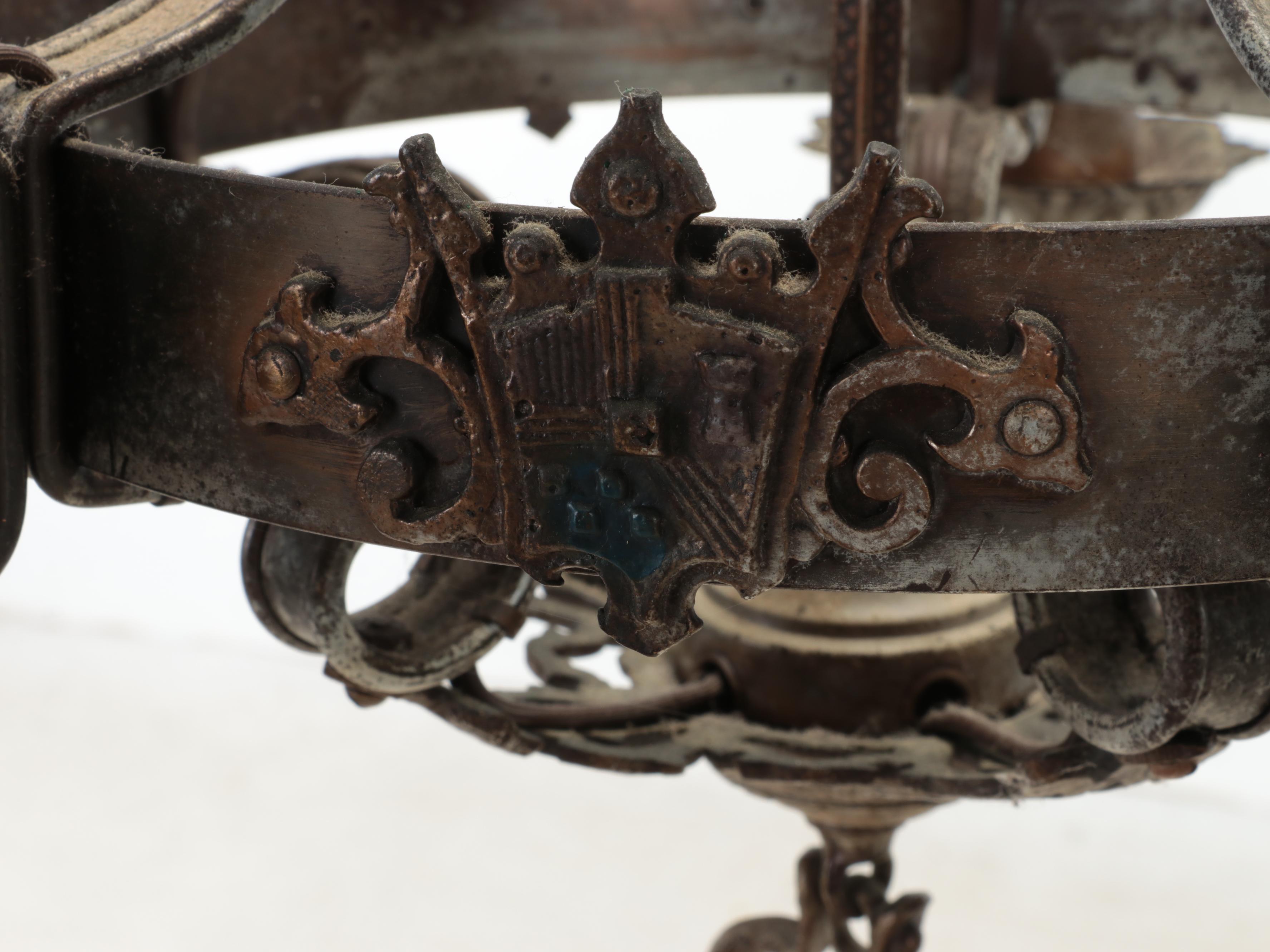 Victorian Gothic Revival Style Mixed Metal Chandelier, Early 20th Century