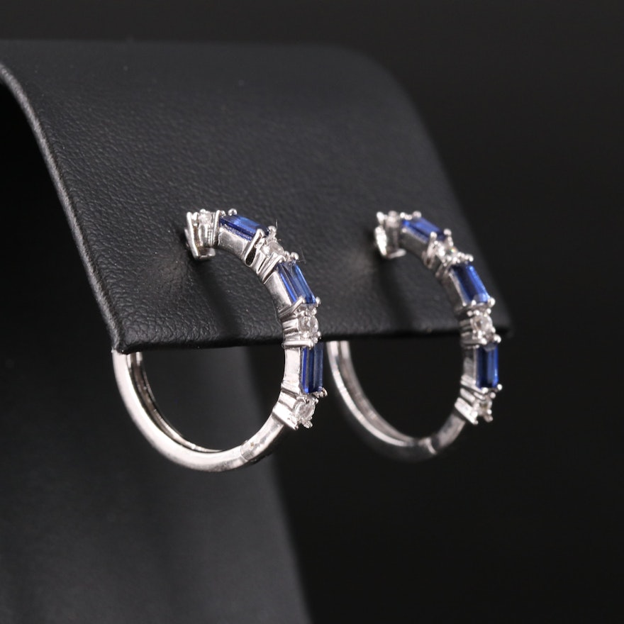 Sterling Sapphire Hoop Earrings