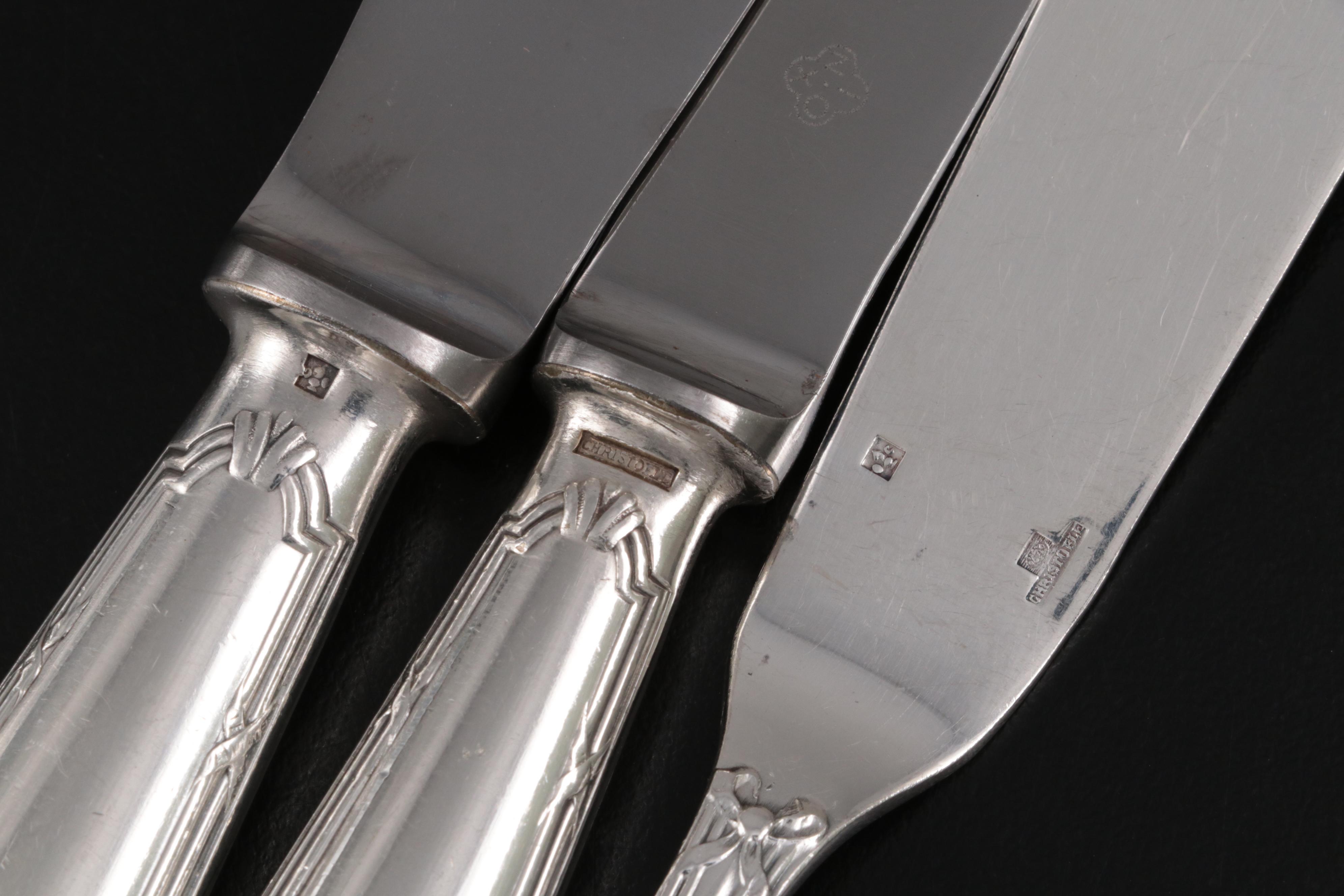 Christofle "Rubans" Silver Plate Flatware and Serving Utensils