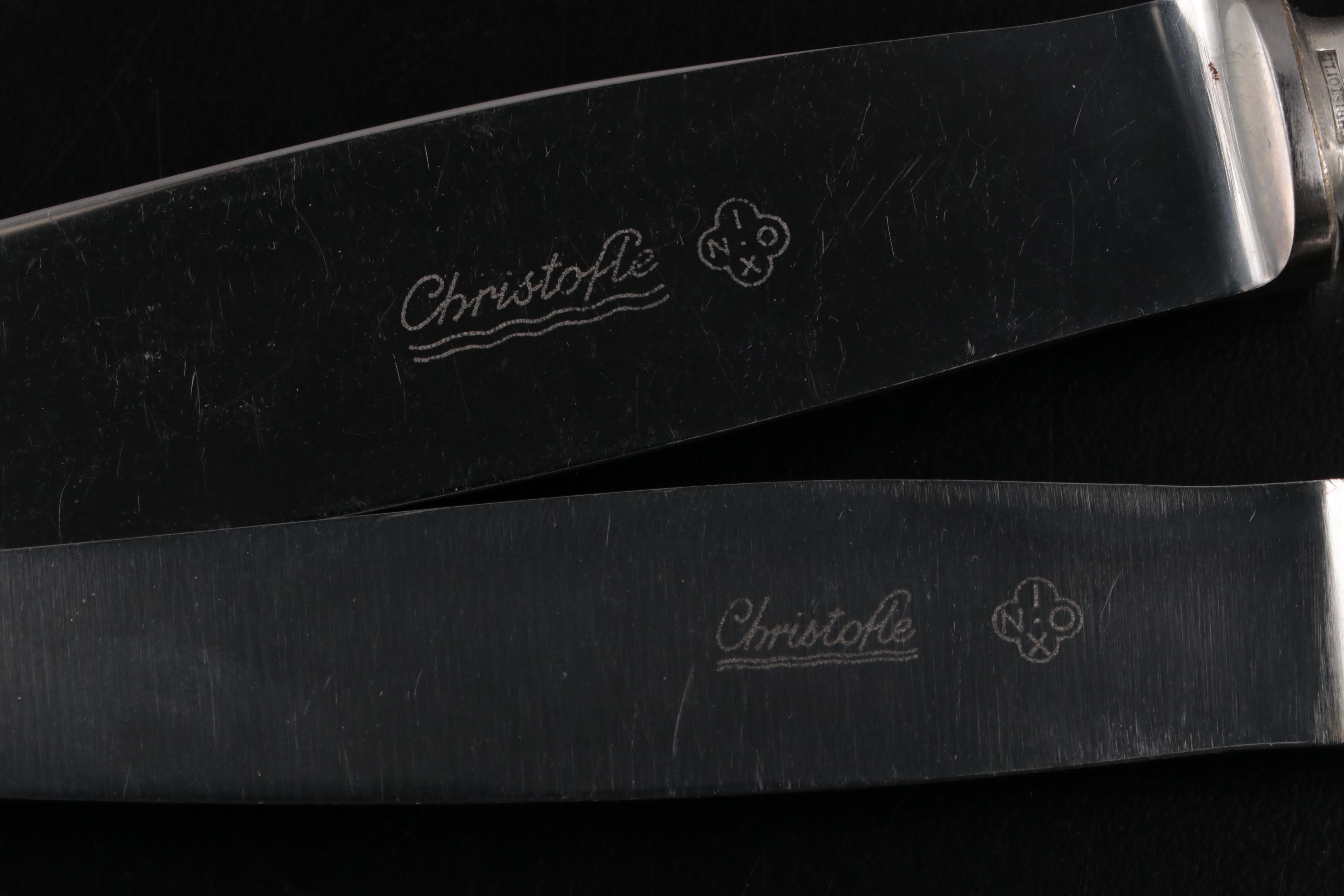 Christofle "Rubans" Silver Plate Flatware and Serving Utensils