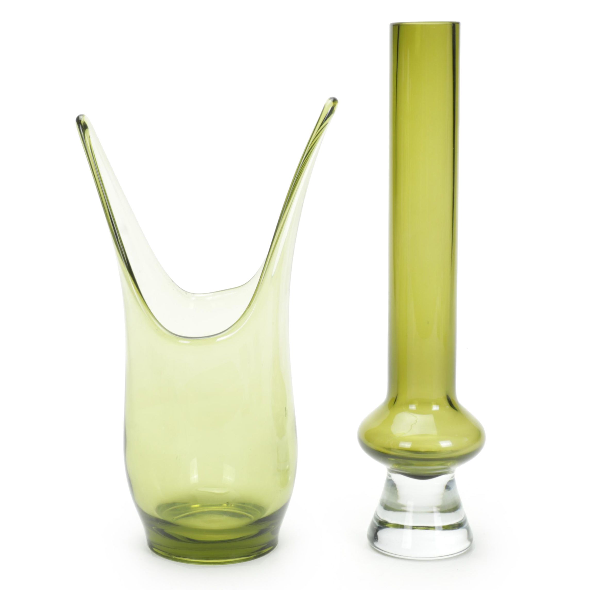 Marquis by Waterford and Other Green Crystal Vases