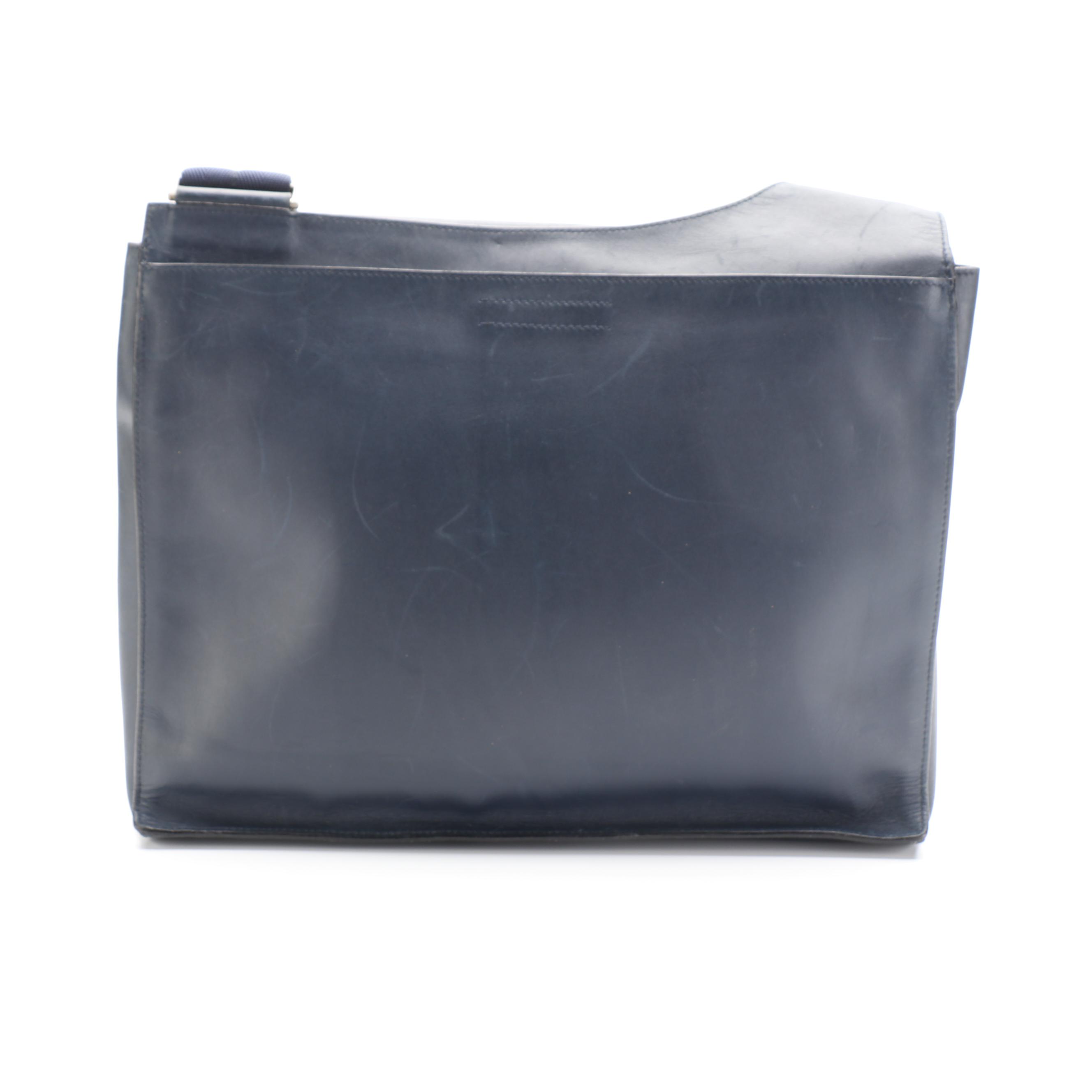 Prada Messenger Bag in Dark Blue Leather