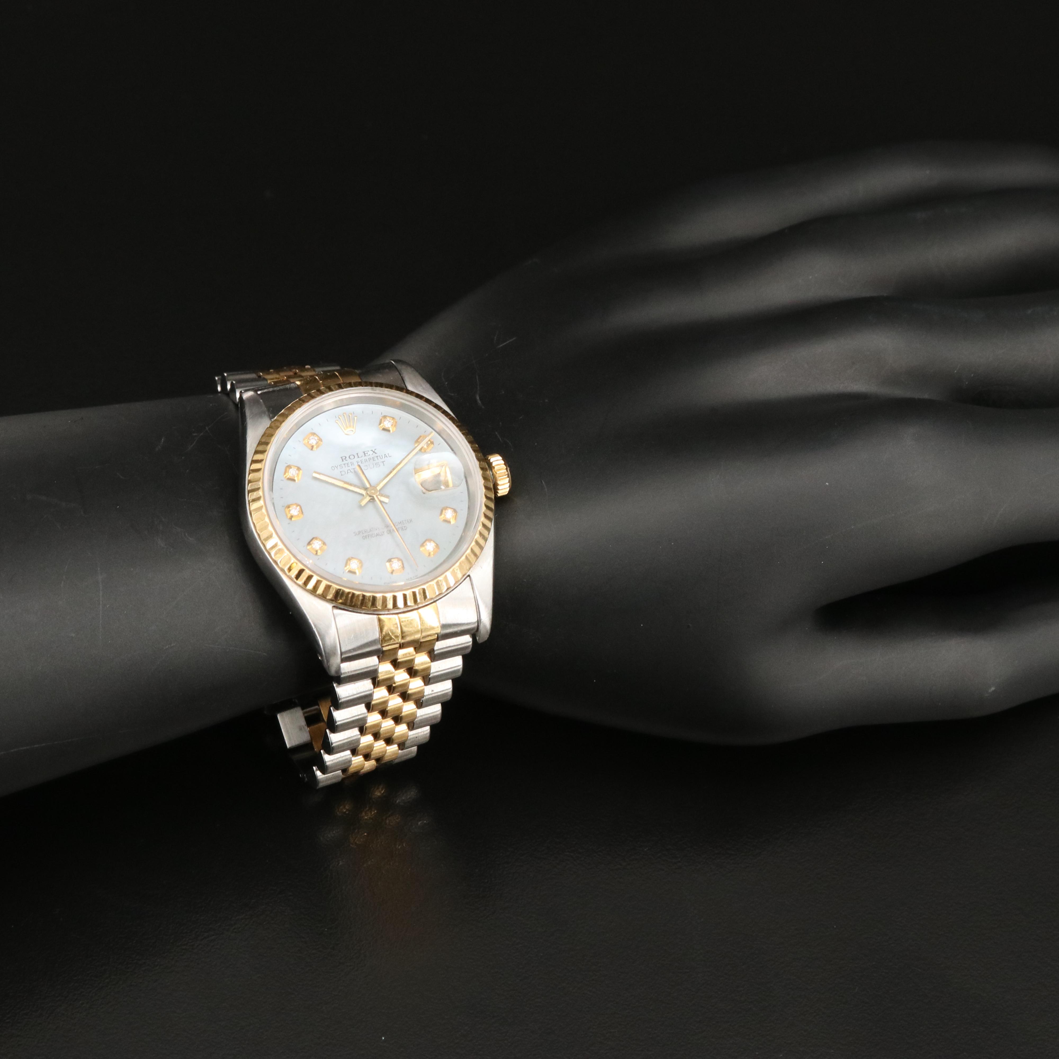 1988 Rolex Datejust Two Tone Mother-of-Pearl Diamond Dial Watch
