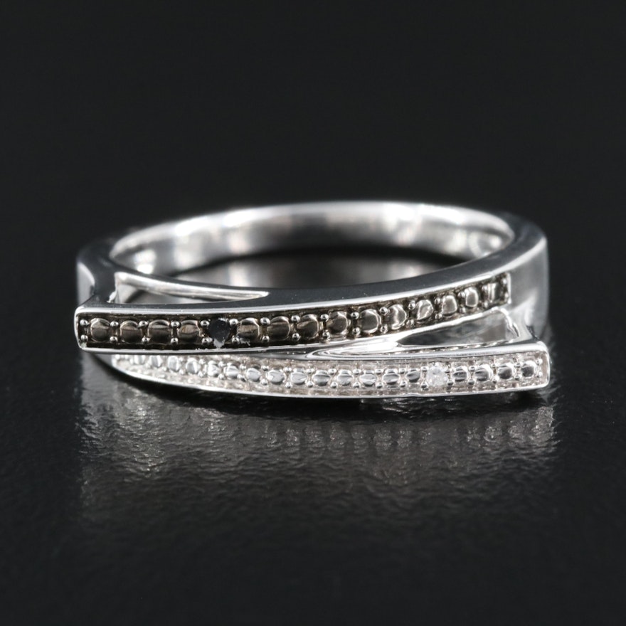 Sterling Diamond Double Bar Ring