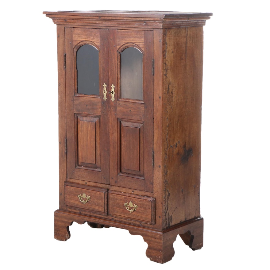 Georgian Oak Two-Drawer Cabinet, 18th Century and Adapted
