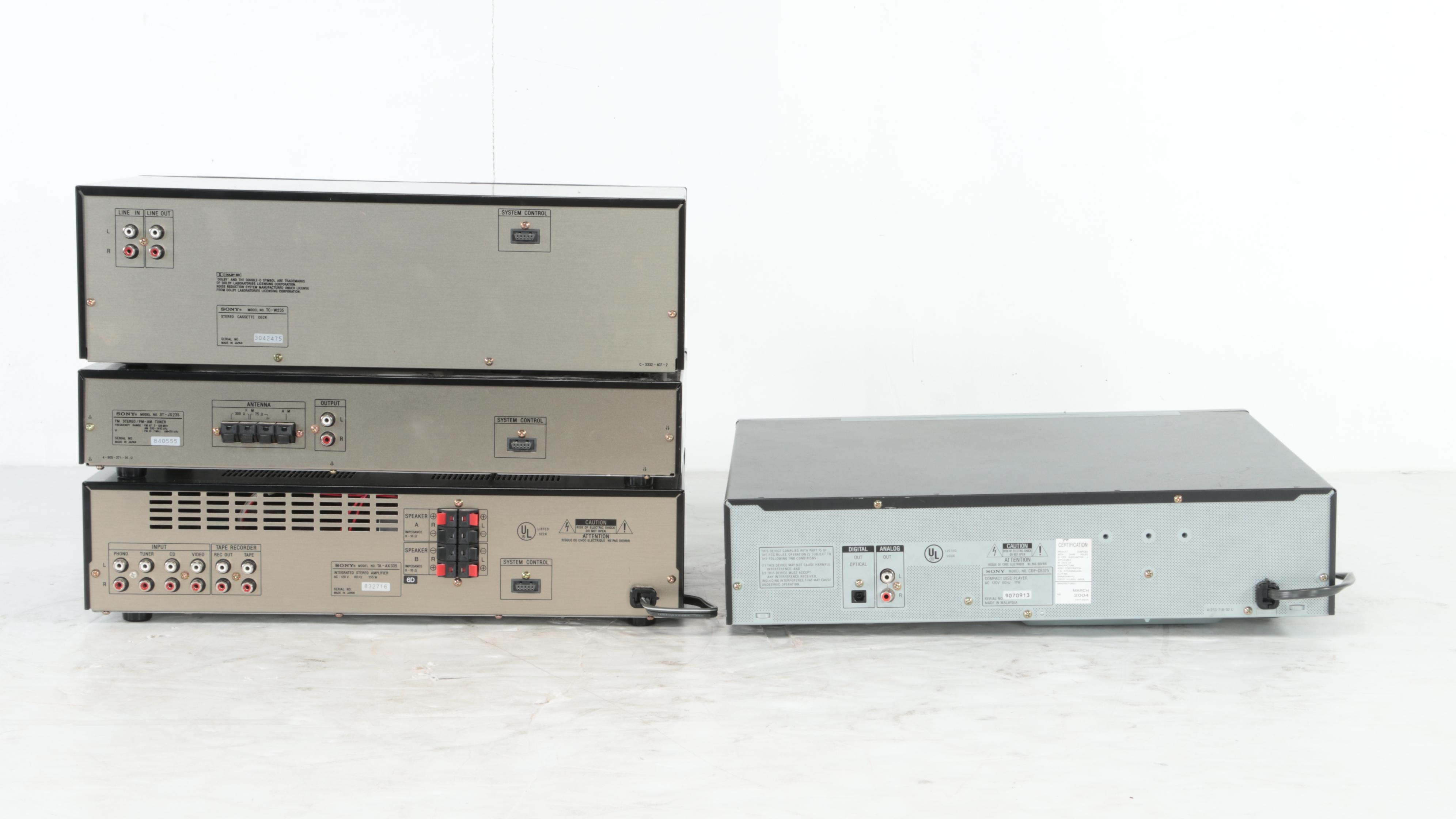 Sony CDP-CE375 CD Player, Cassette Deck, AM/FM Tuner and Stereo Amplifier