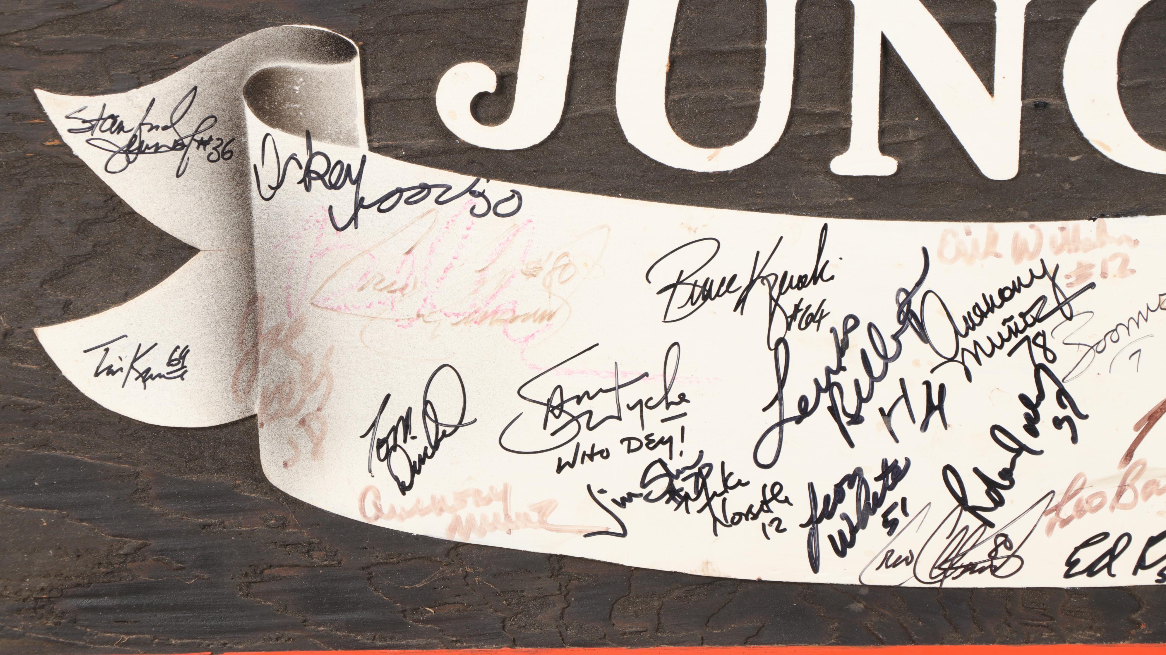 1980s Cincinnati Bengals "Welcome To The Jungle" Signed Custom Wood Sign