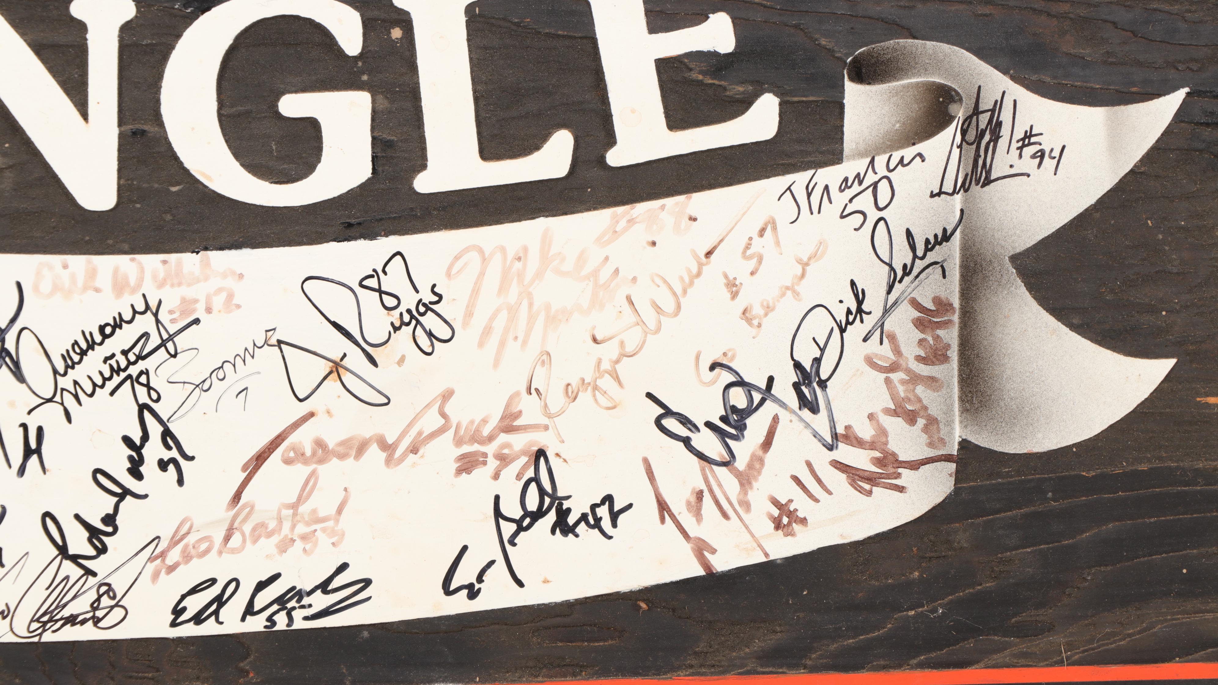 1980s Cincinnati Bengals "Welcome To The Jungle" Signed Custom Wood Sign