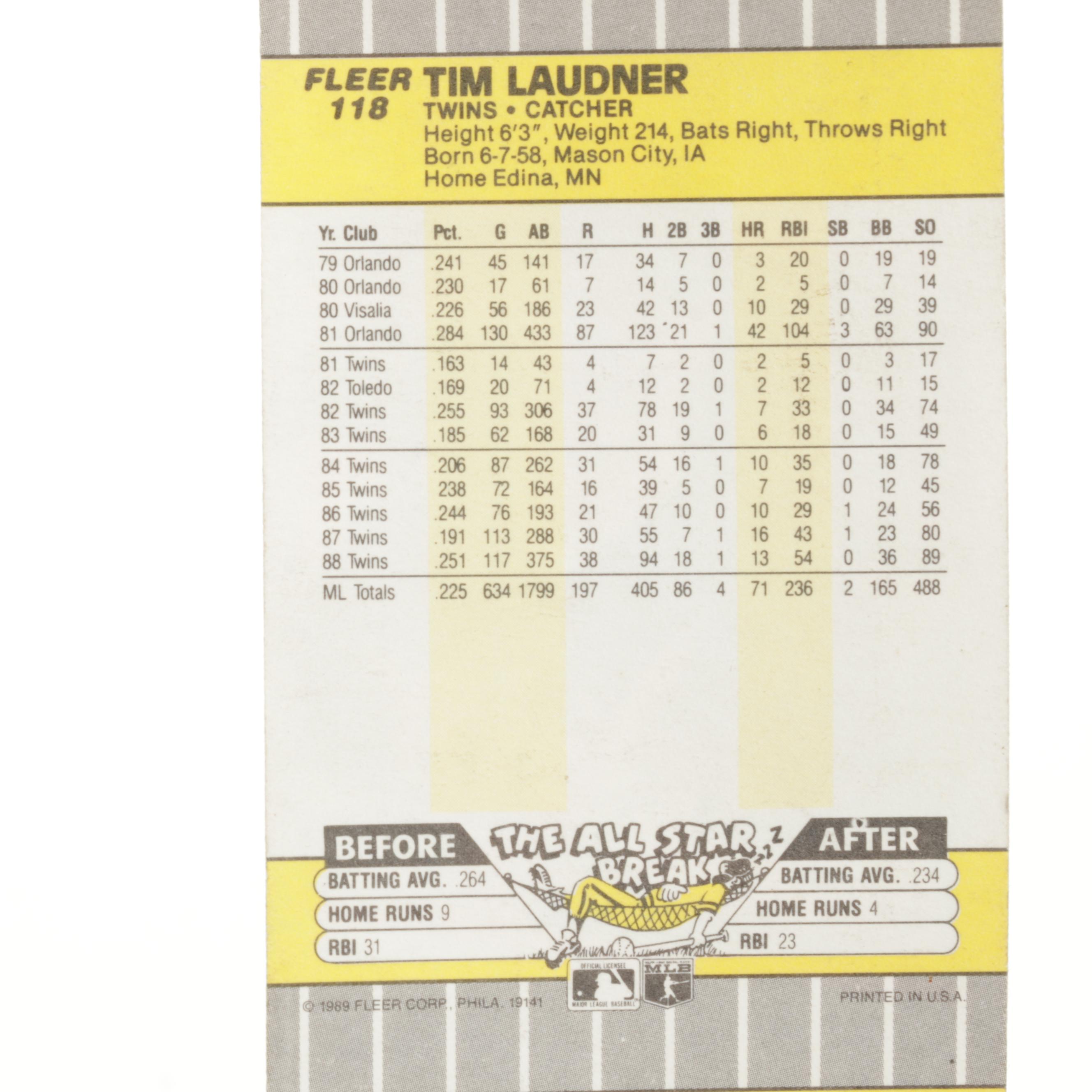 Fleer 1988 World Series, 1989 Twins and Dodgers Uncut Baseball Trading Cards