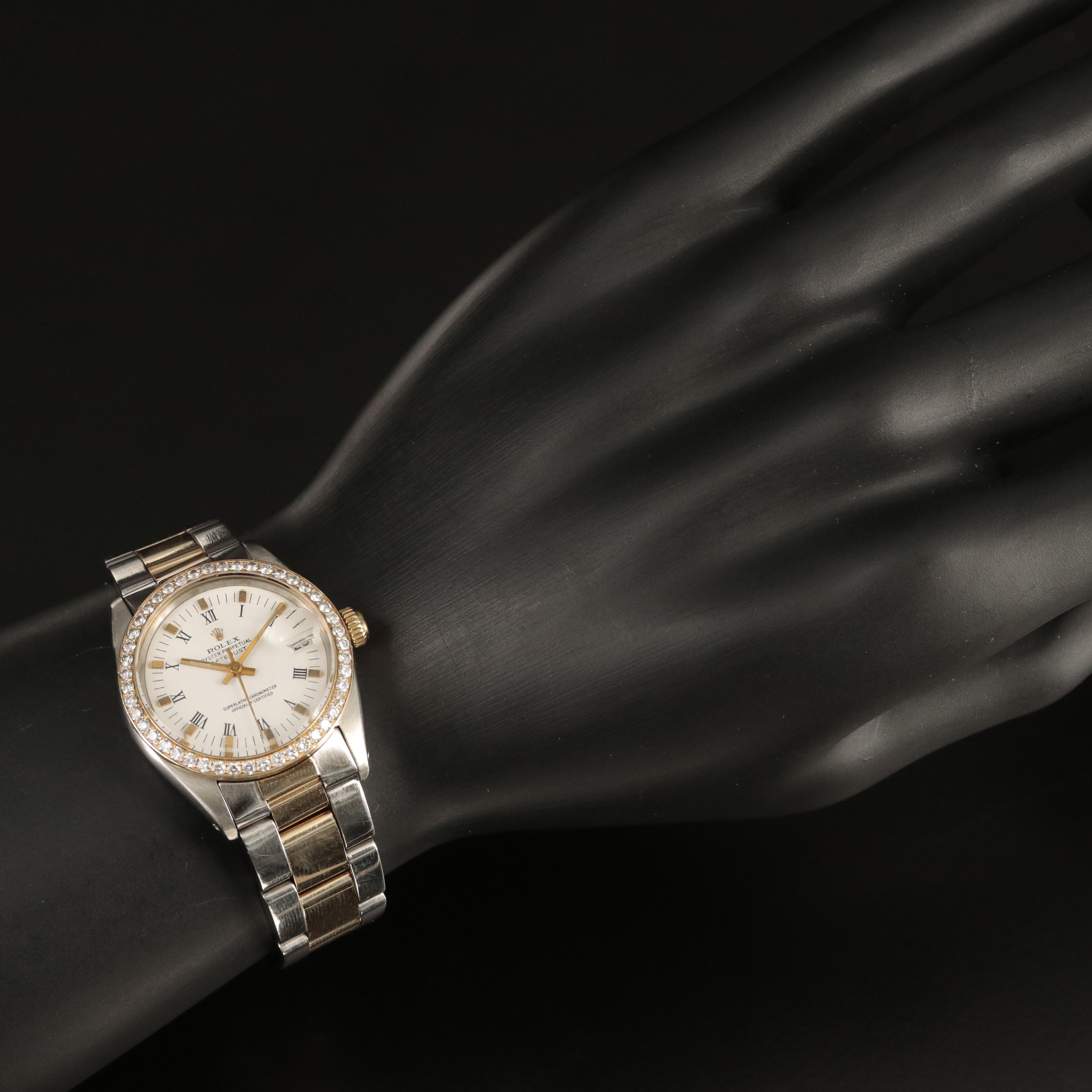 1981 Rolex Datejust 14K and Stainless Steel 1.15 CTW Diamond Bezel Watch