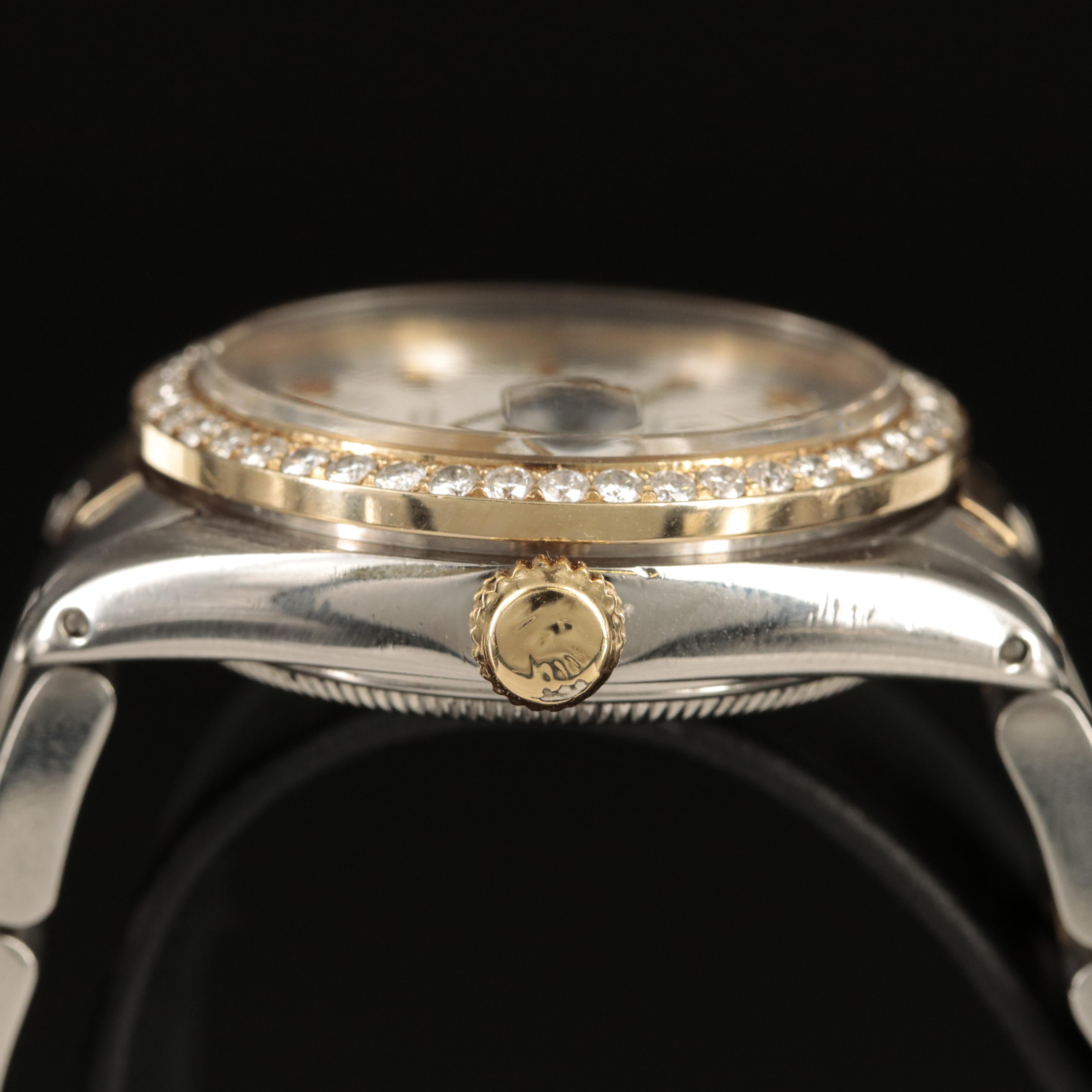 1981 Rolex Datejust 14K and Stainless Steel 1.15 CTW Diamond Bezel Watch