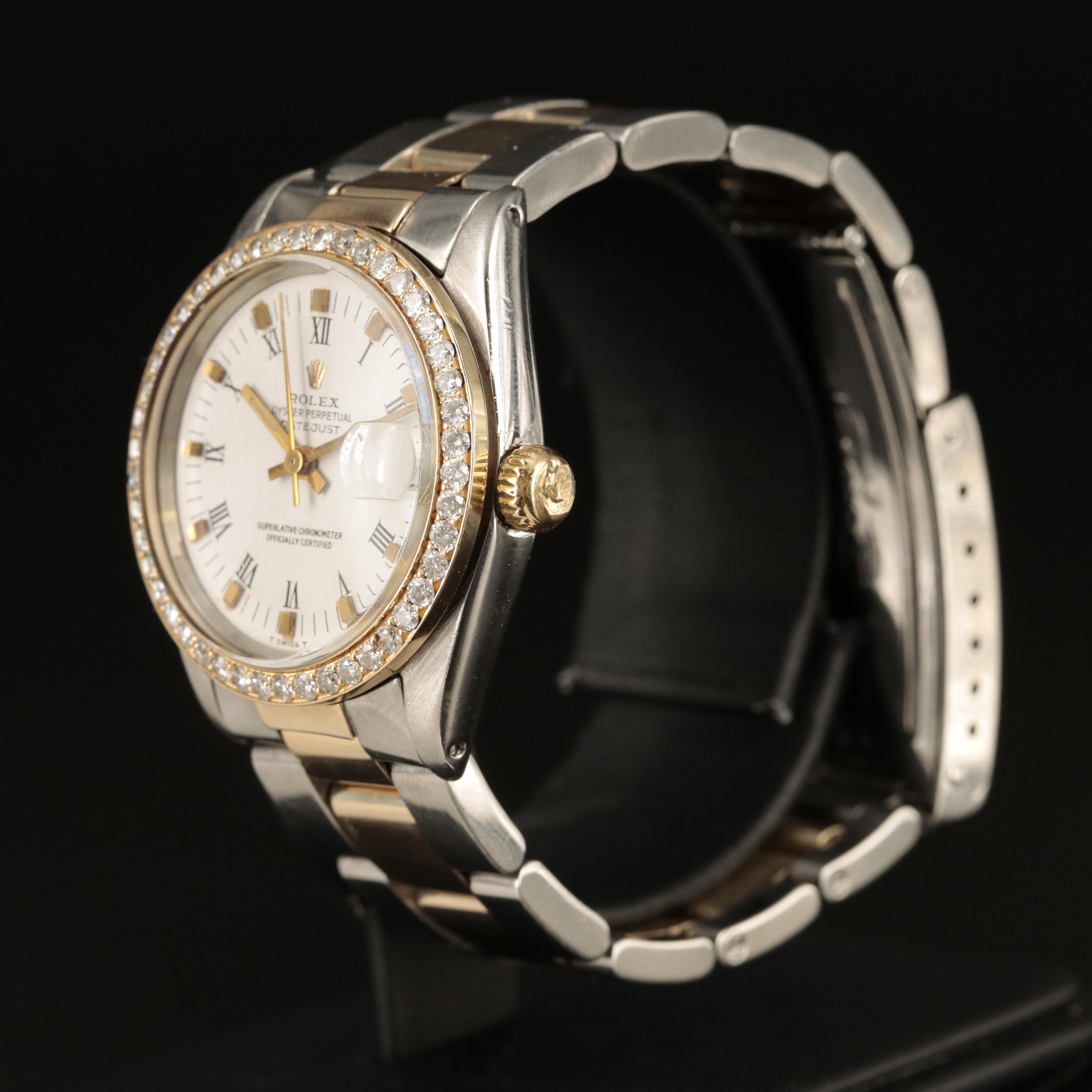 1981 Rolex Datejust 14K and Stainless Steel 1.15 CTW Diamond Bezel Watch