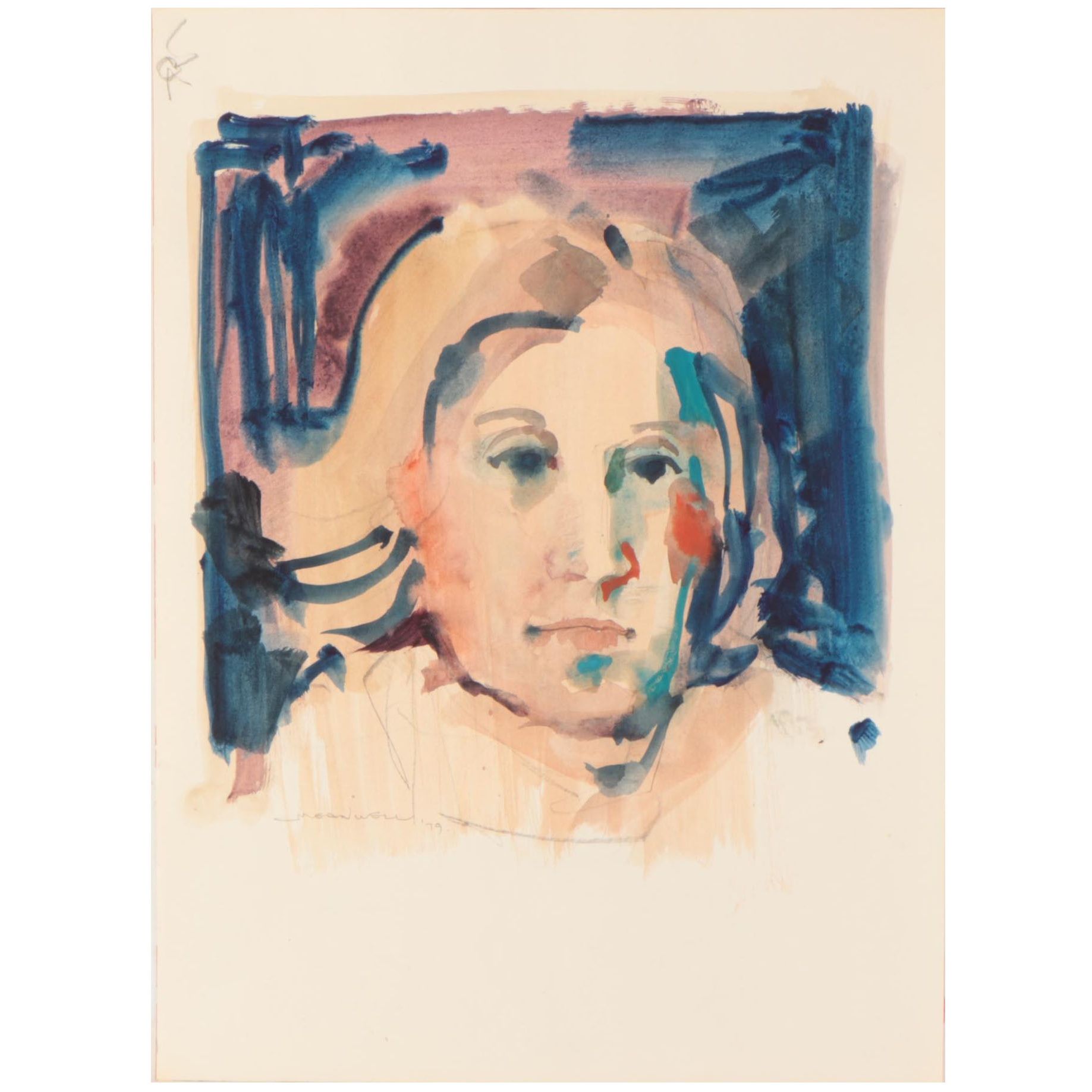 Jack Meanwell Portrait Watercolor Painting, 1979