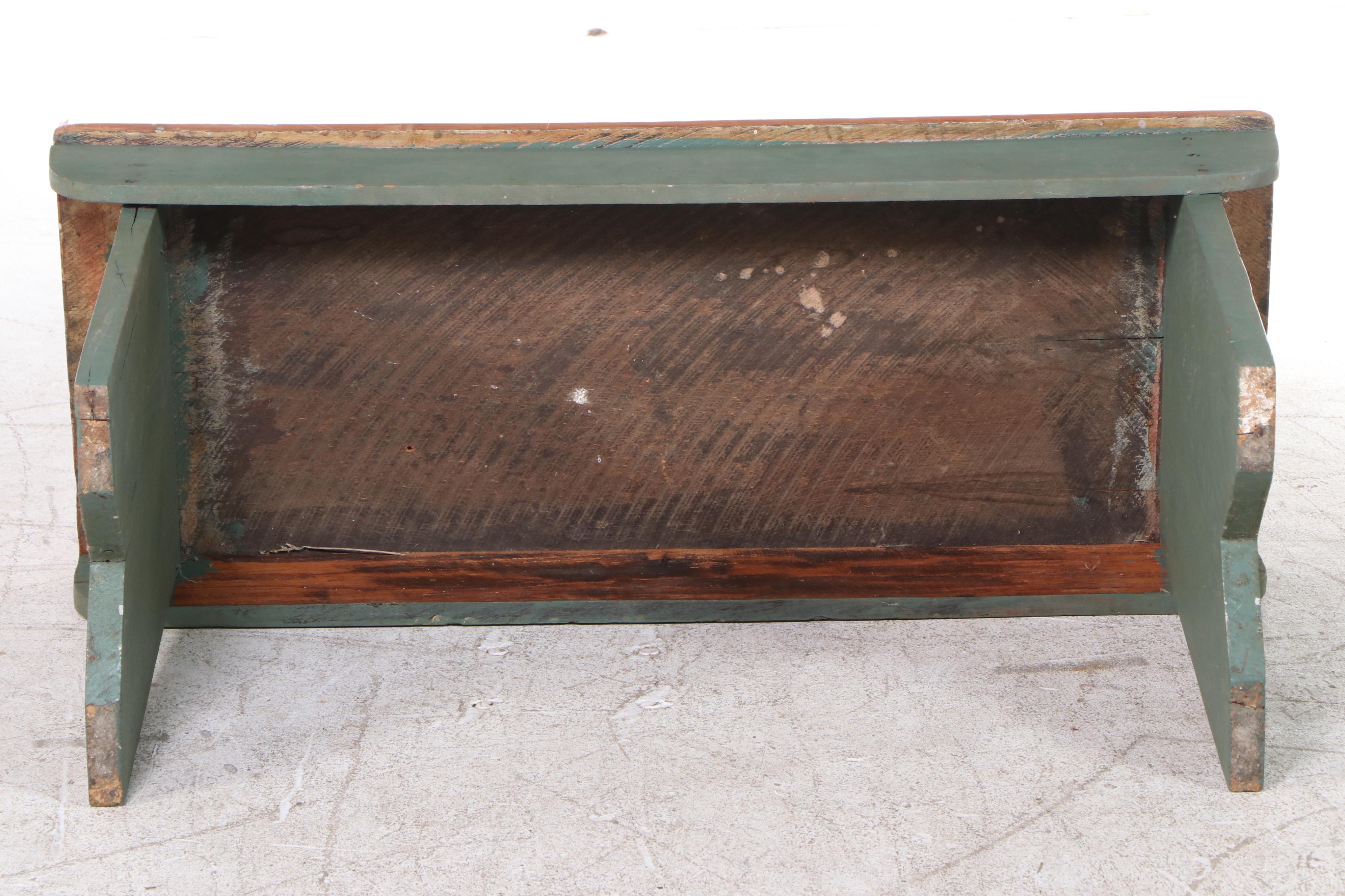 American Primitive Parcel-Painted Bootjack Bench, 19th Century