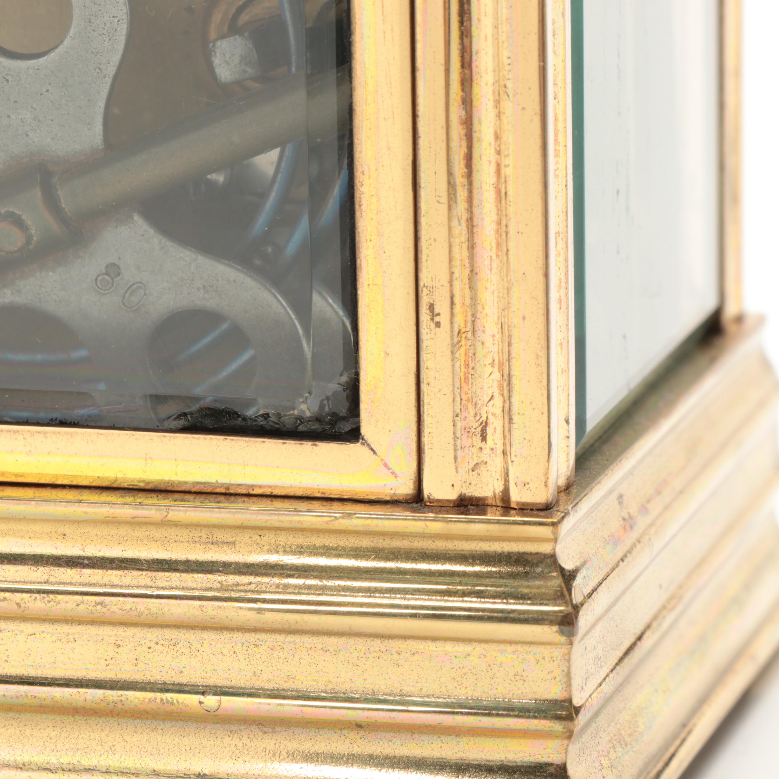 French Brass and Beveled Glass, Carriage Clock, Late 19th/Early 20th Century