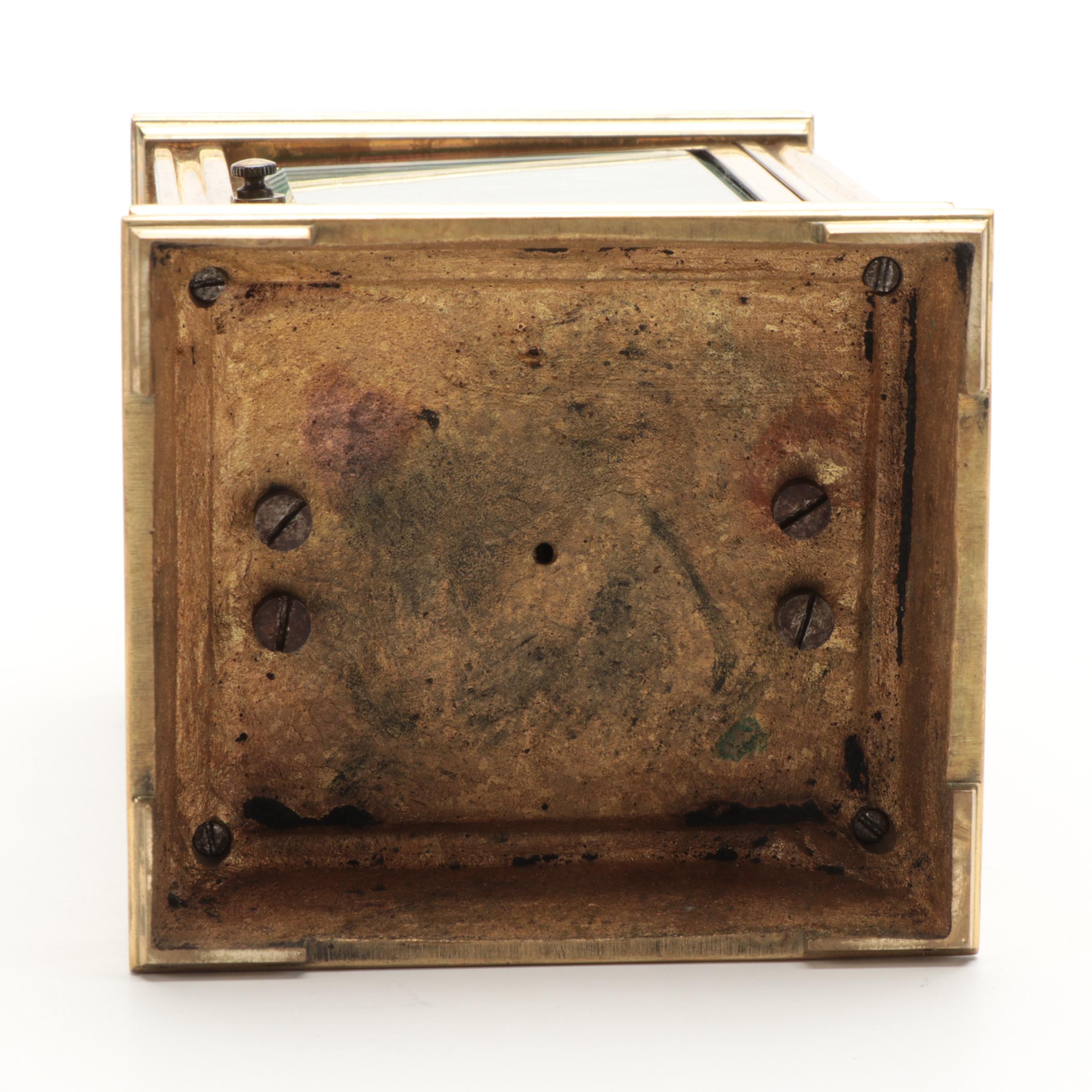 French Brass and Beveled Glass, Carriage Clock, Late 19th/Early 20th Century