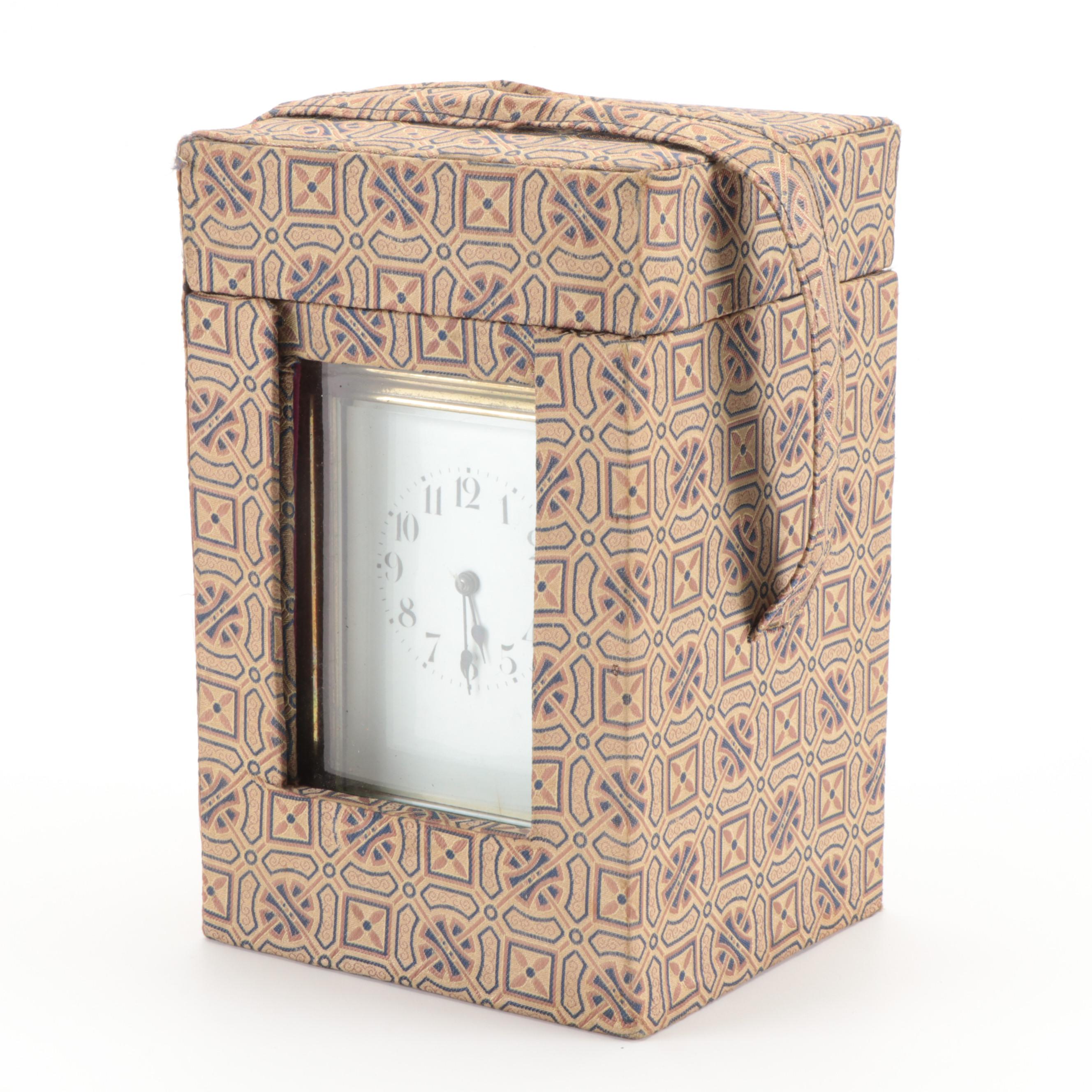 French Brass and Beveled Glass, Carriage Clock, Late 19th/Early 20th Century