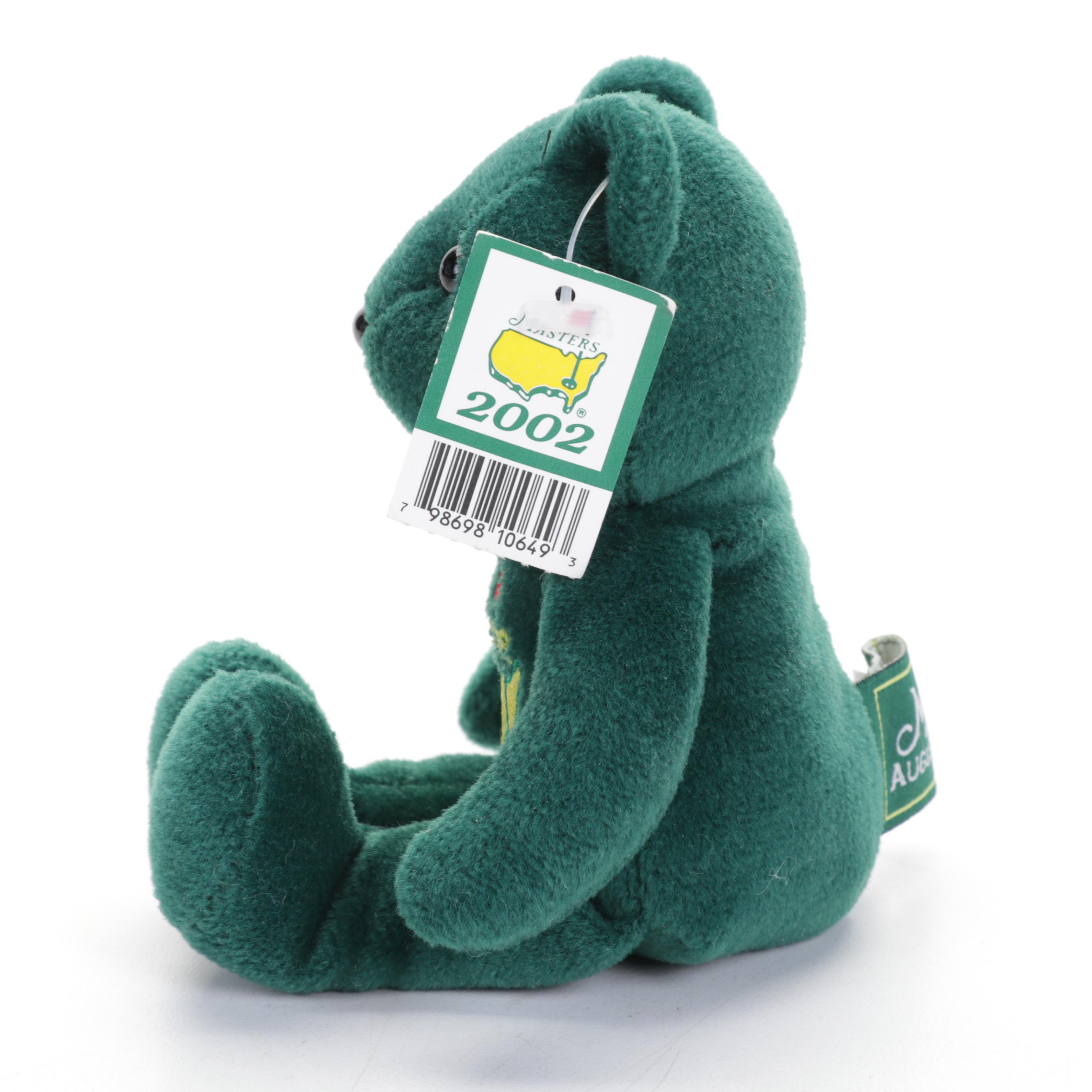 Masters Tournament Framed Golf Flag, Wine Glasses, and Stuffed Cooperstown Bear