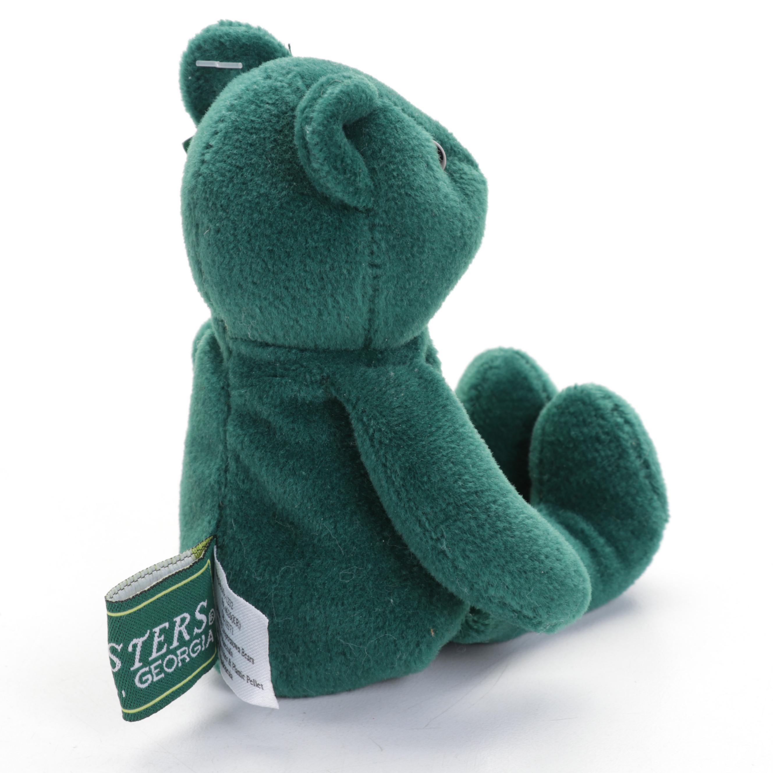 Masters Tournament Framed Golf Flag, Wine Glasses, and Stuffed Cooperstown Bear