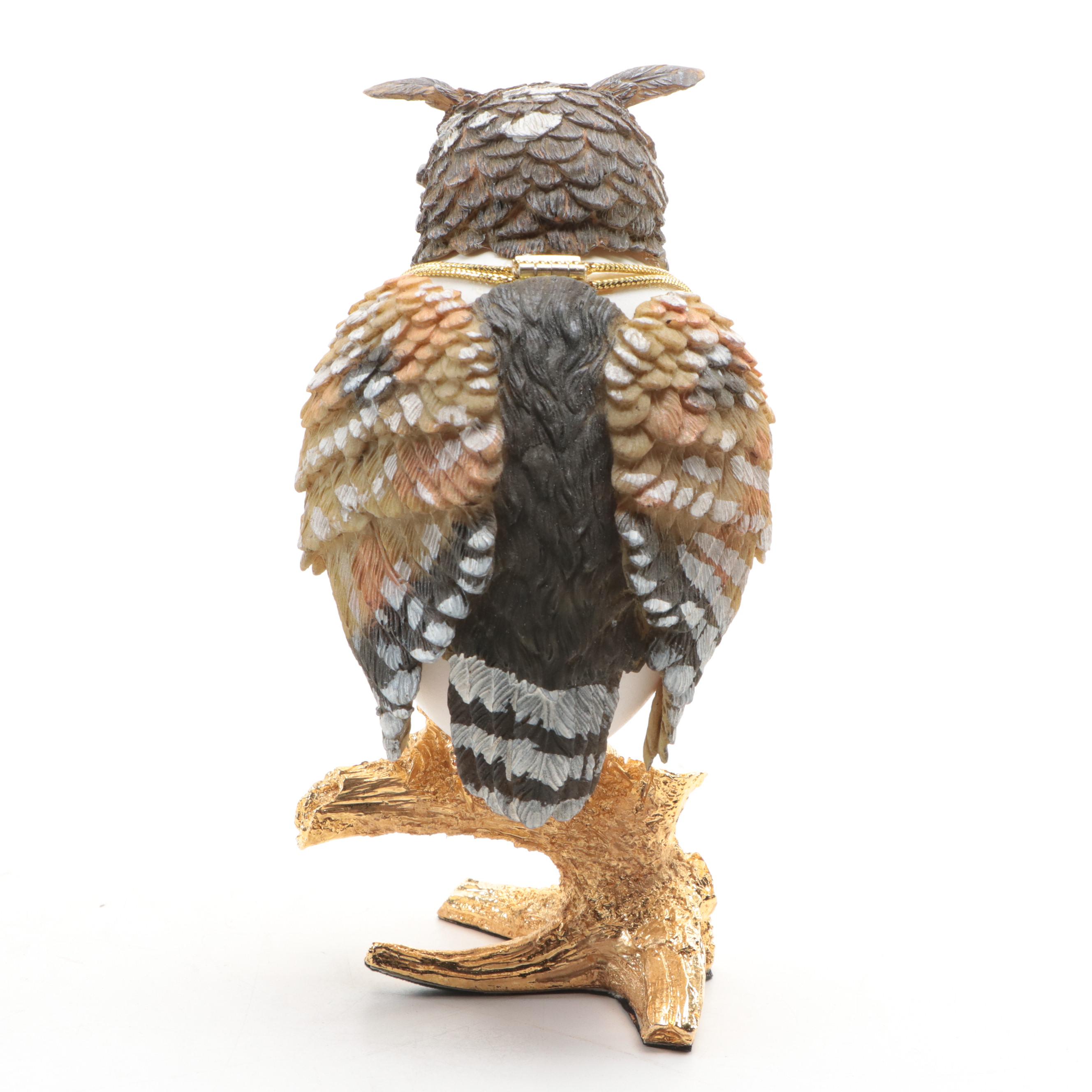 Jere Embellished Egg Music Box Ring Holder with Other Owl Form Egg Trinket Box