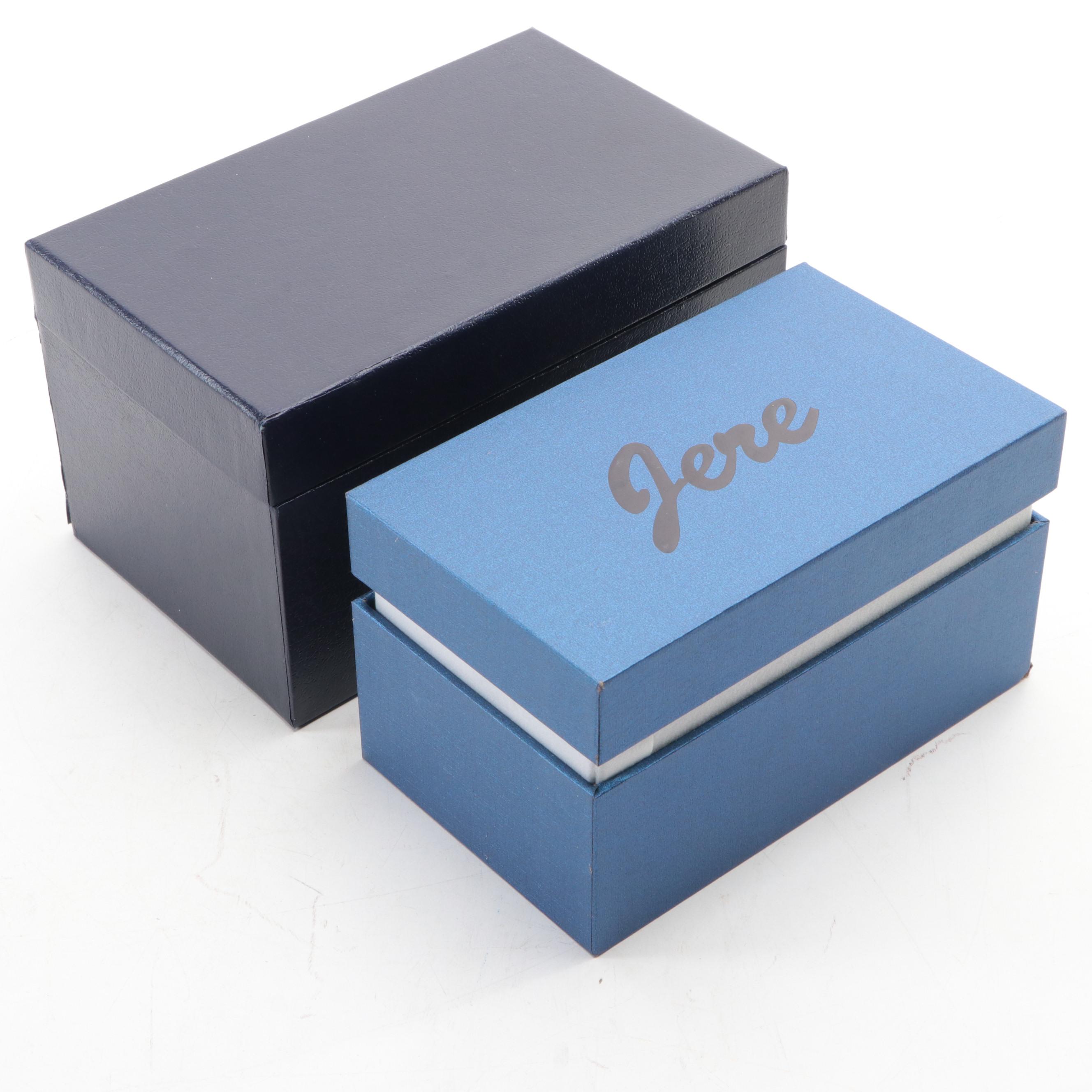 Jere Embellished Egg Music Box Ring Holder with Other Owl Form Egg Trinket Box