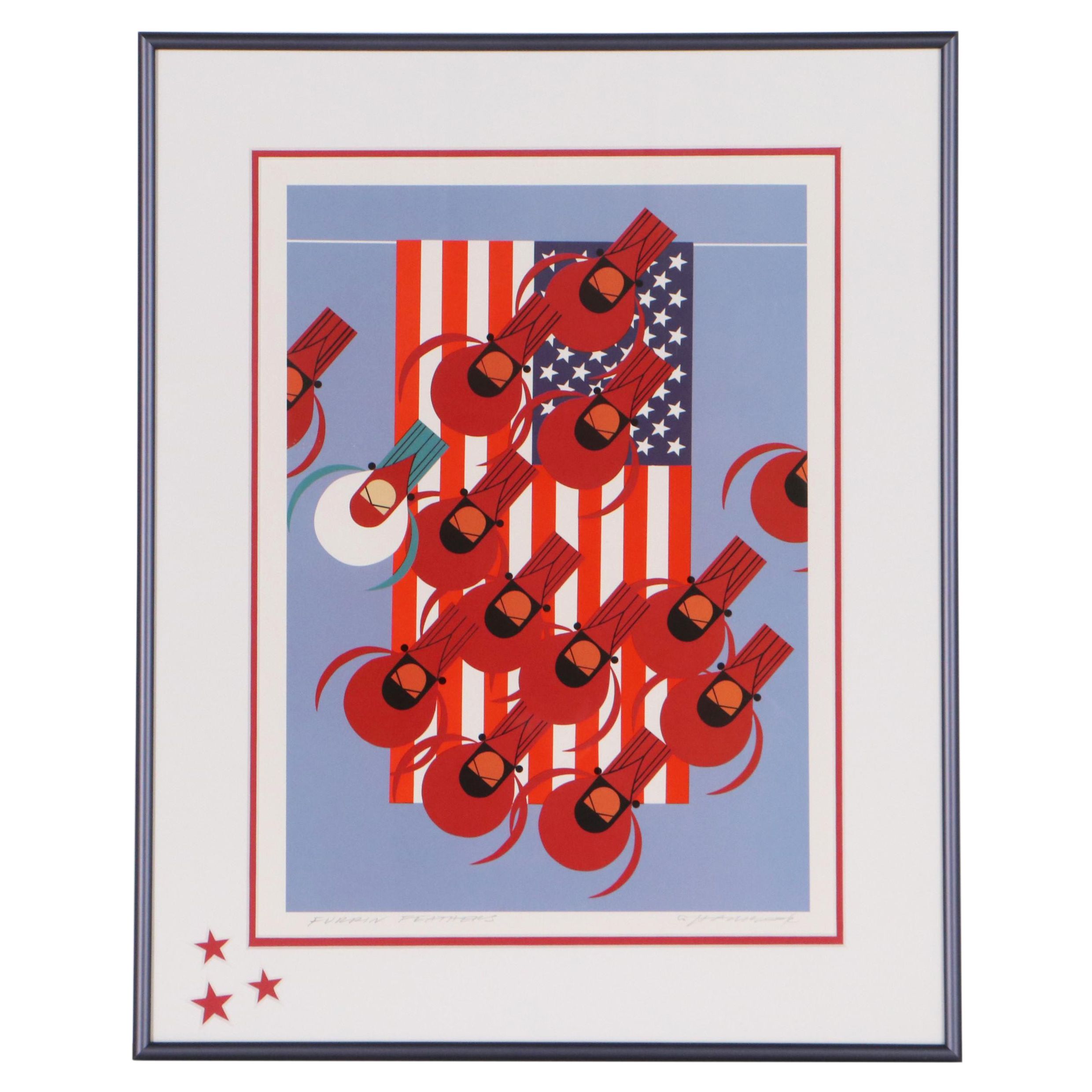 Charley Harper Giclée "Furrin' Feathers," Late 20th Century