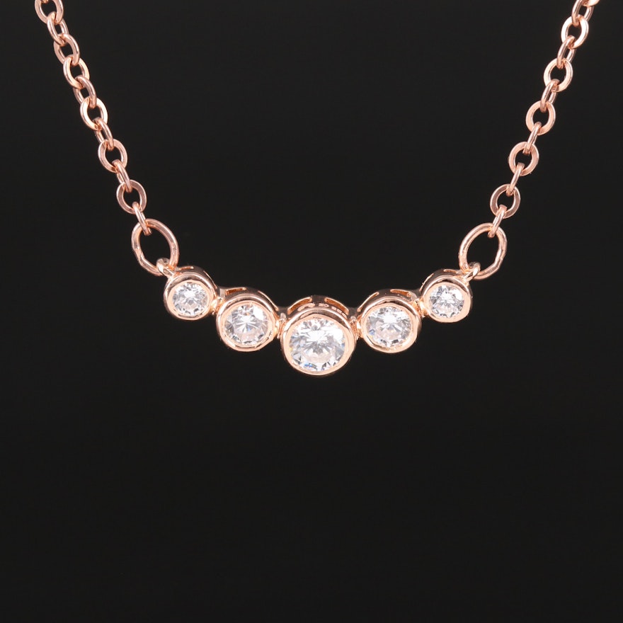 Sterling Graduated Cubic Zirconia Necklace