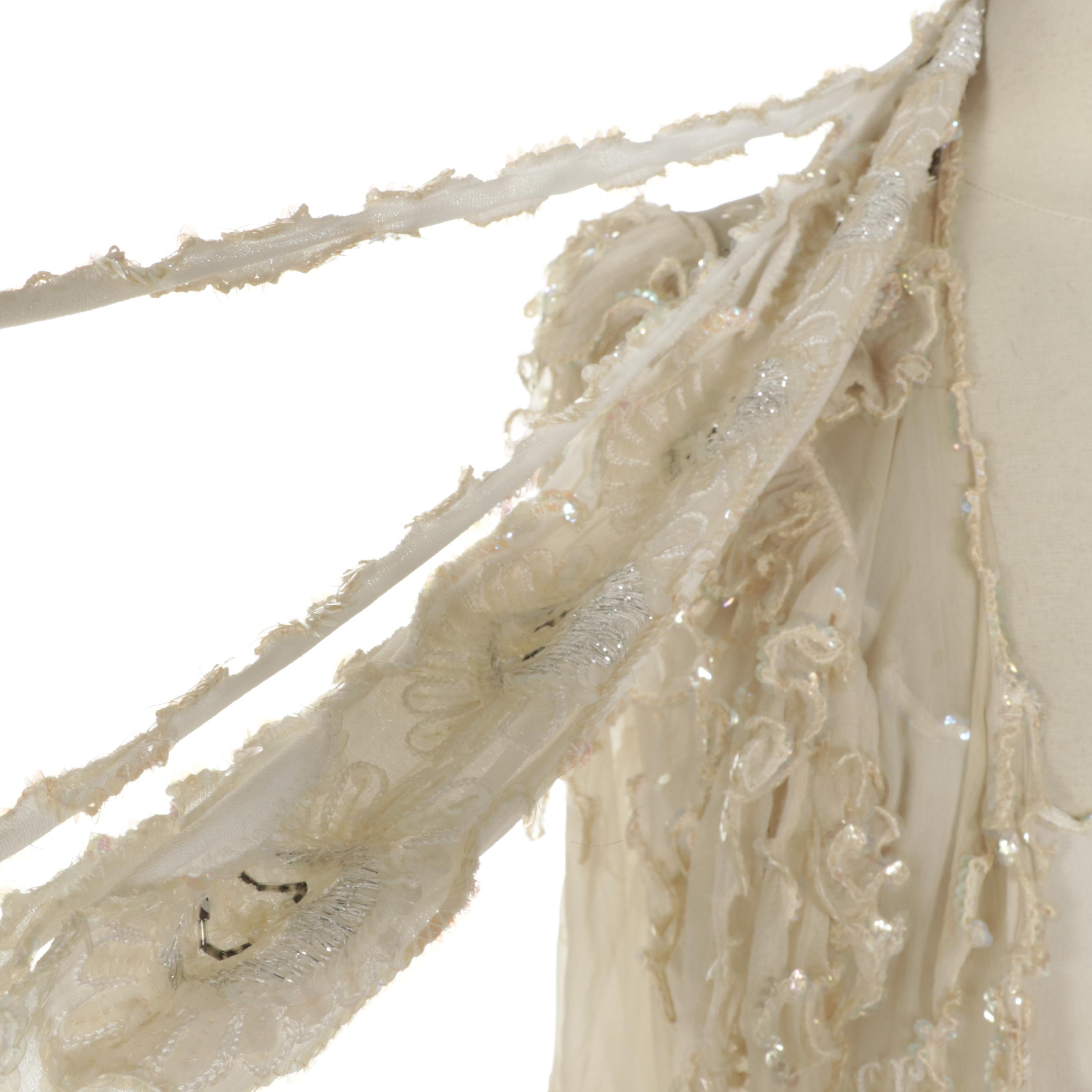 Carole Lee Sequin Trimmed Slip Dress with Embroidered and Embellished Duster